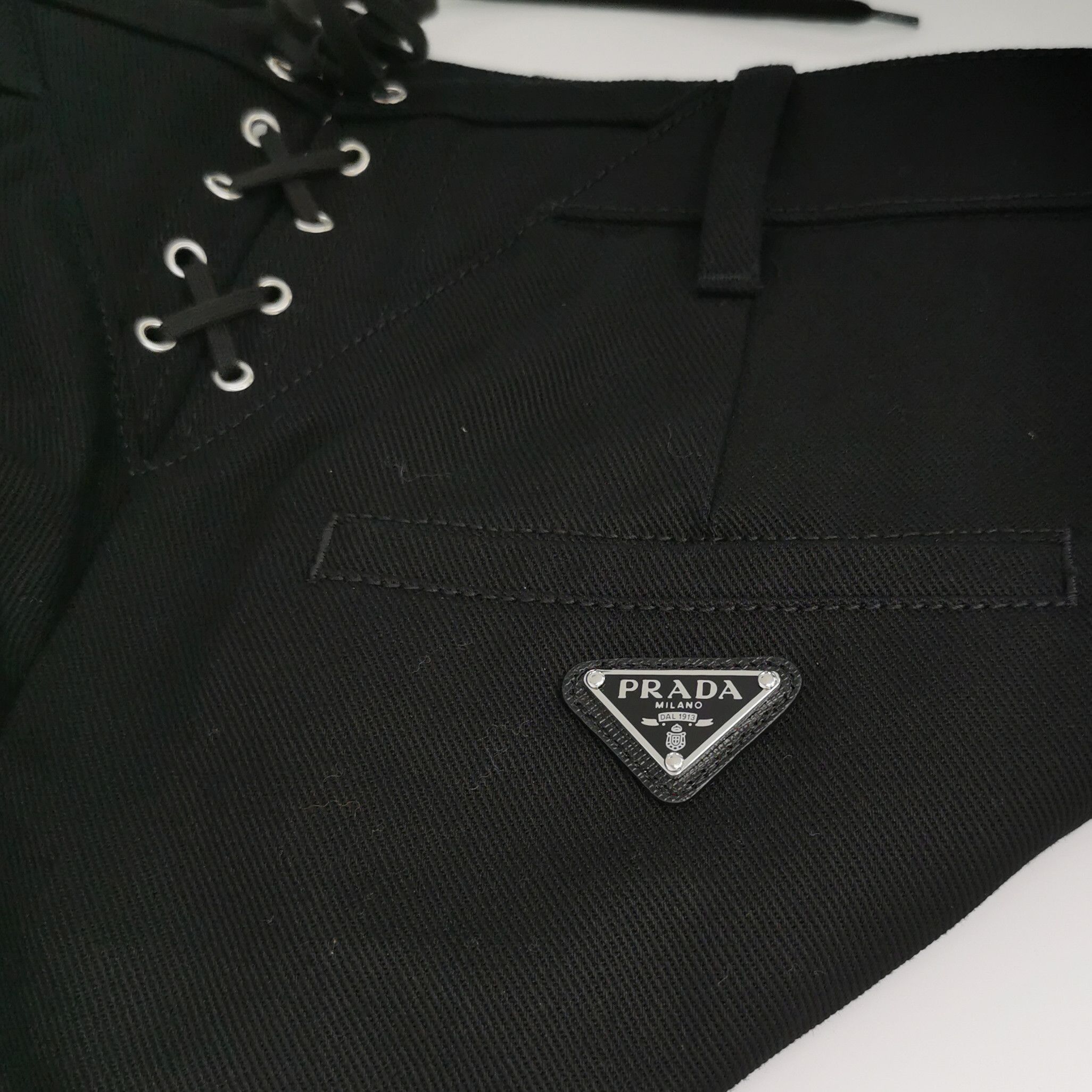 Prada Prada Black Cotton Triangle Logo Trousers - dmc Size 36" / US 14 / IT 50 - 3 Thumbnail