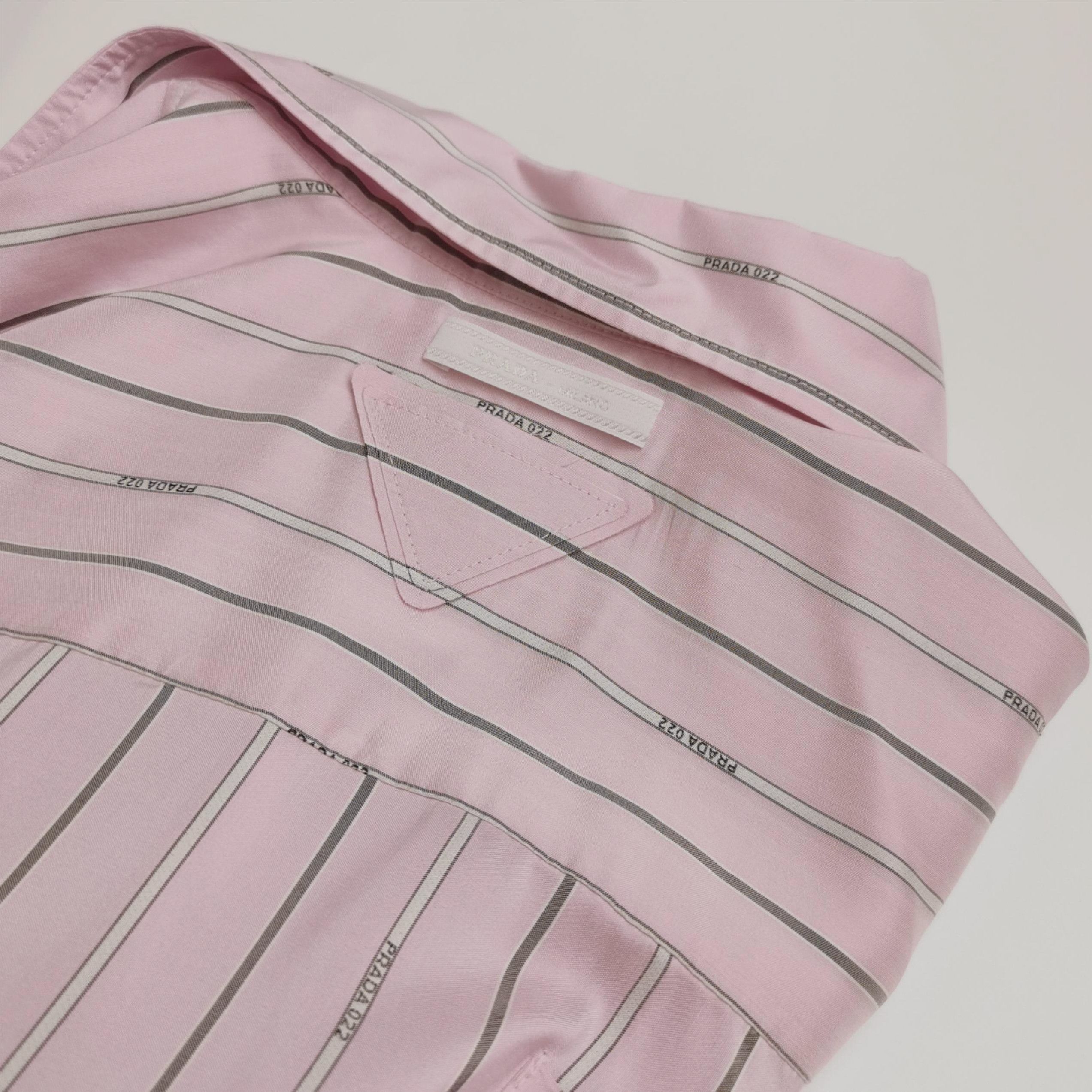 Prada Prada Striped Silk Collar Dress in Pink - dmc Size S / US 4 / IT 40 - 5 Thumbnail