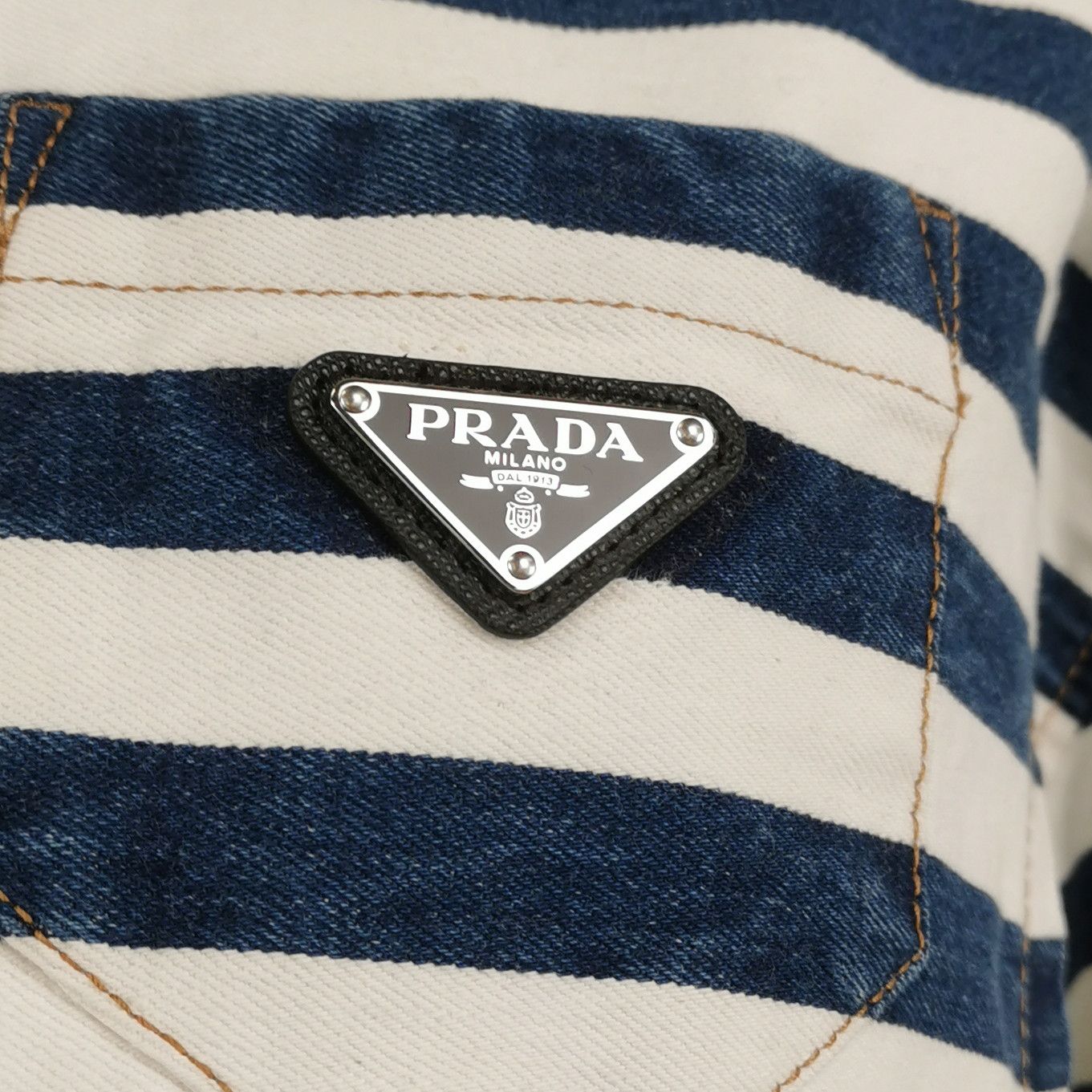 Prada Prada Striped Cotton Logo Long Sleeve Jacket - dmc Size L / US 10 / IT 46 - 3 Thumbnail