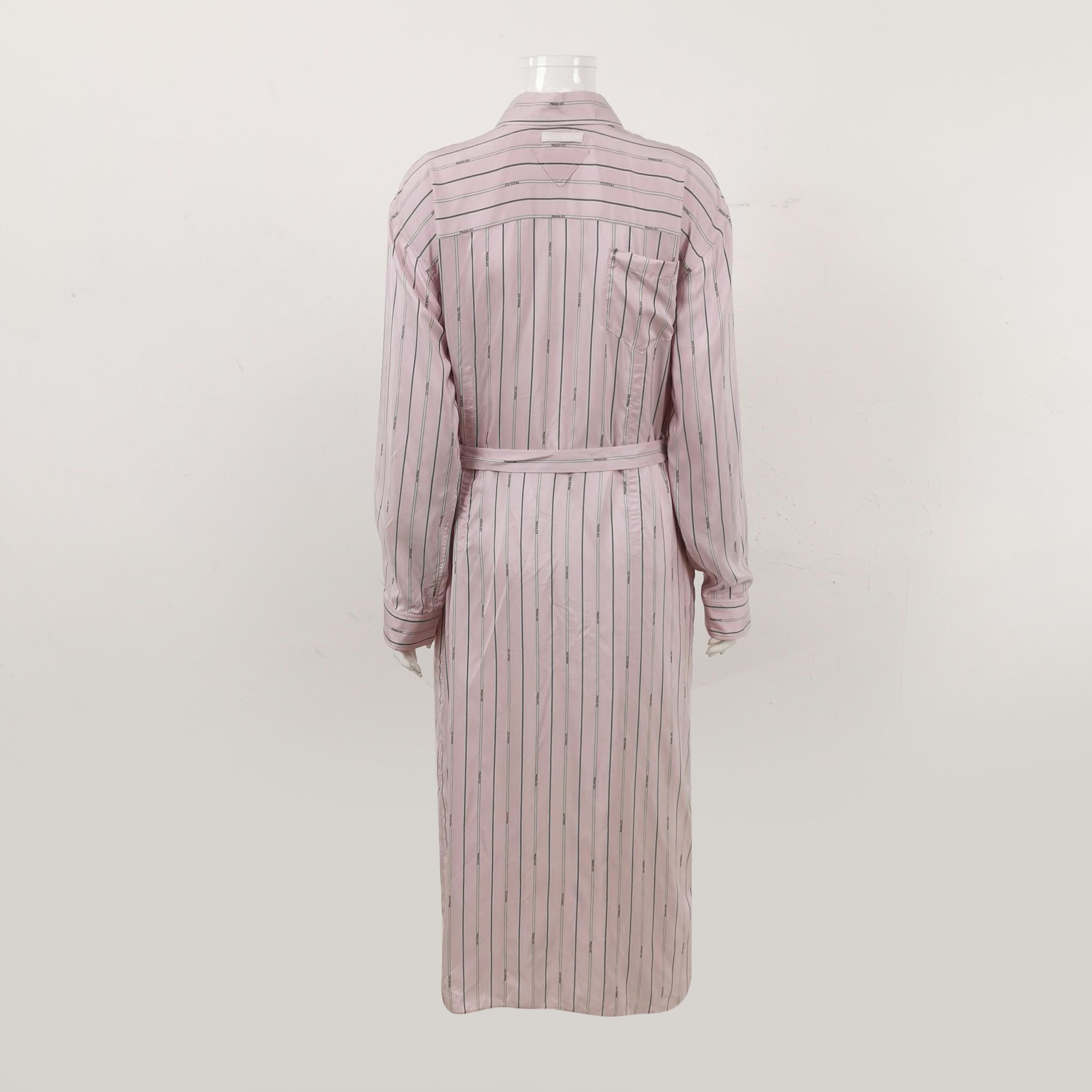 Prada Prada Striped Silk Long-Sleeve Dress in Size 40 - dmc Size L / US 10 / IT 46 - 2 Thumbnail