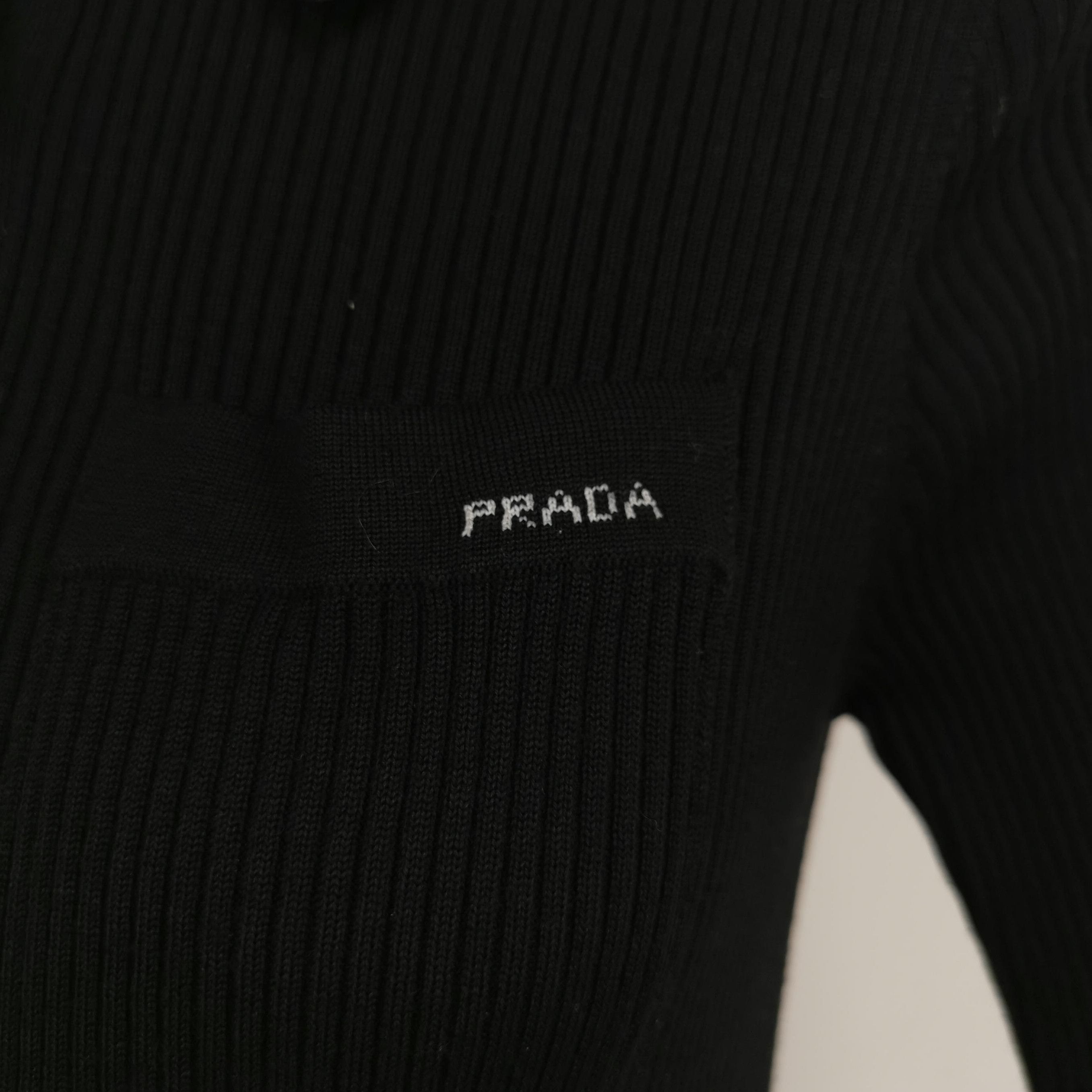 Prada Prada Black Knit Polo Shirt with Logo - dmc Size L / US 10 / IT 46 - 3 Thumbnail