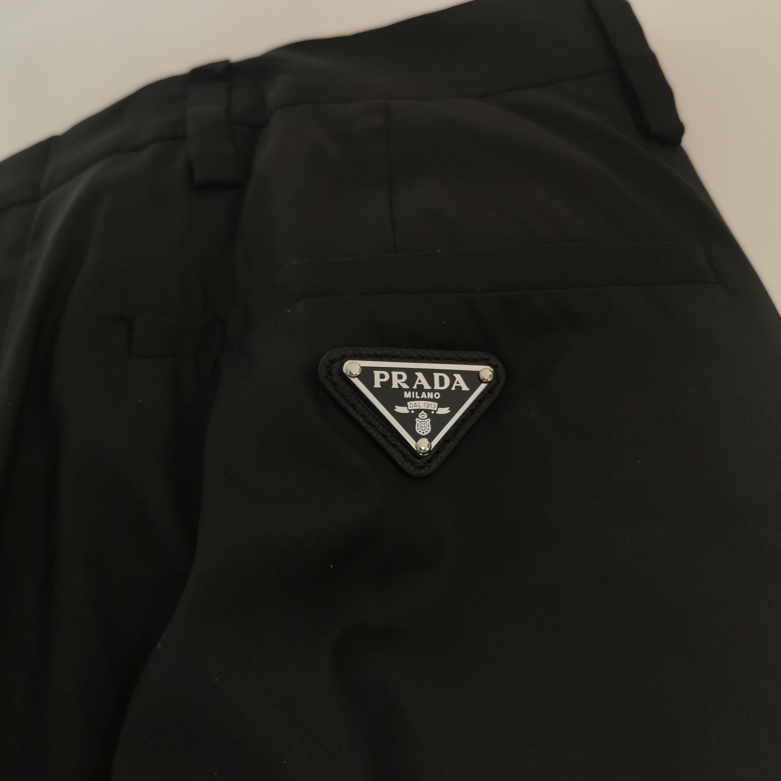 Prada Prada Solid Black Silk Triangle Logo Trousers - dmc Size 36" / US 14 / IT 50 - 3 Thumbnail