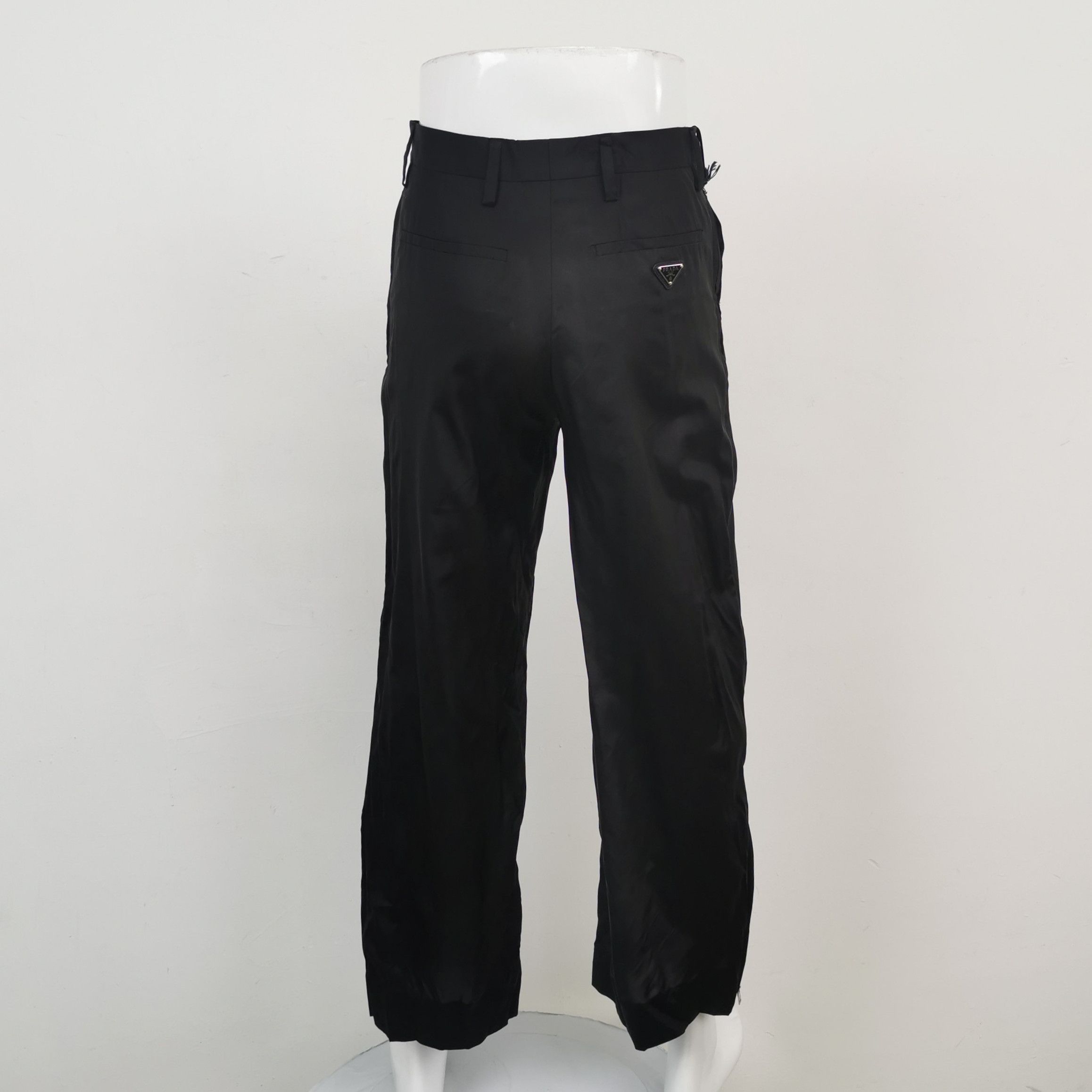 Prada Prada Solid Black Silk Triangle Logo Trousers - dmc Size 36" / US 14 / IT 50 - 2 Thumbnail
