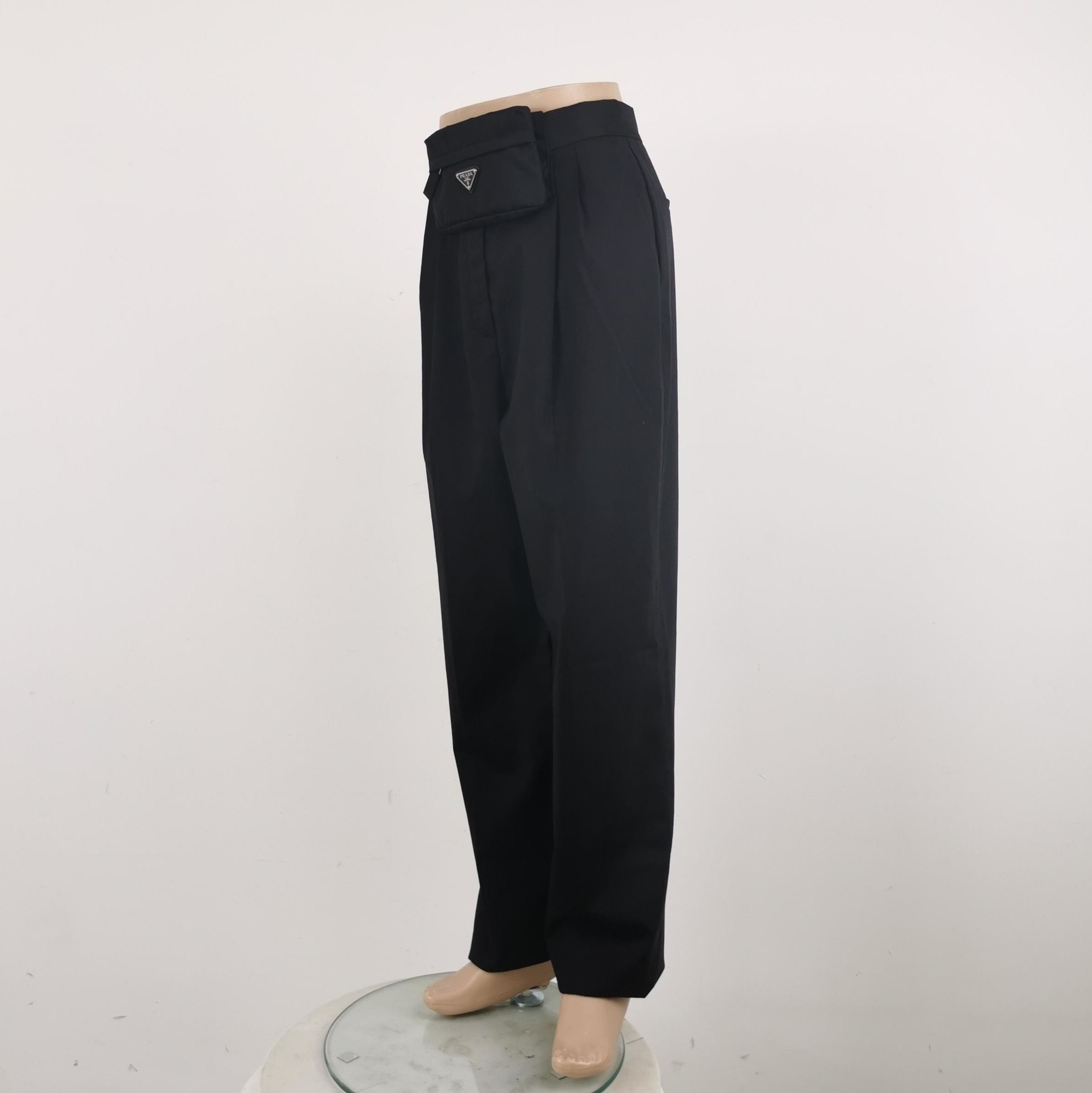 Prada Prada Black Wool Blend Logo Trousers Size 40 - dmc Size 40" / US 18 - 2 Thumbnail