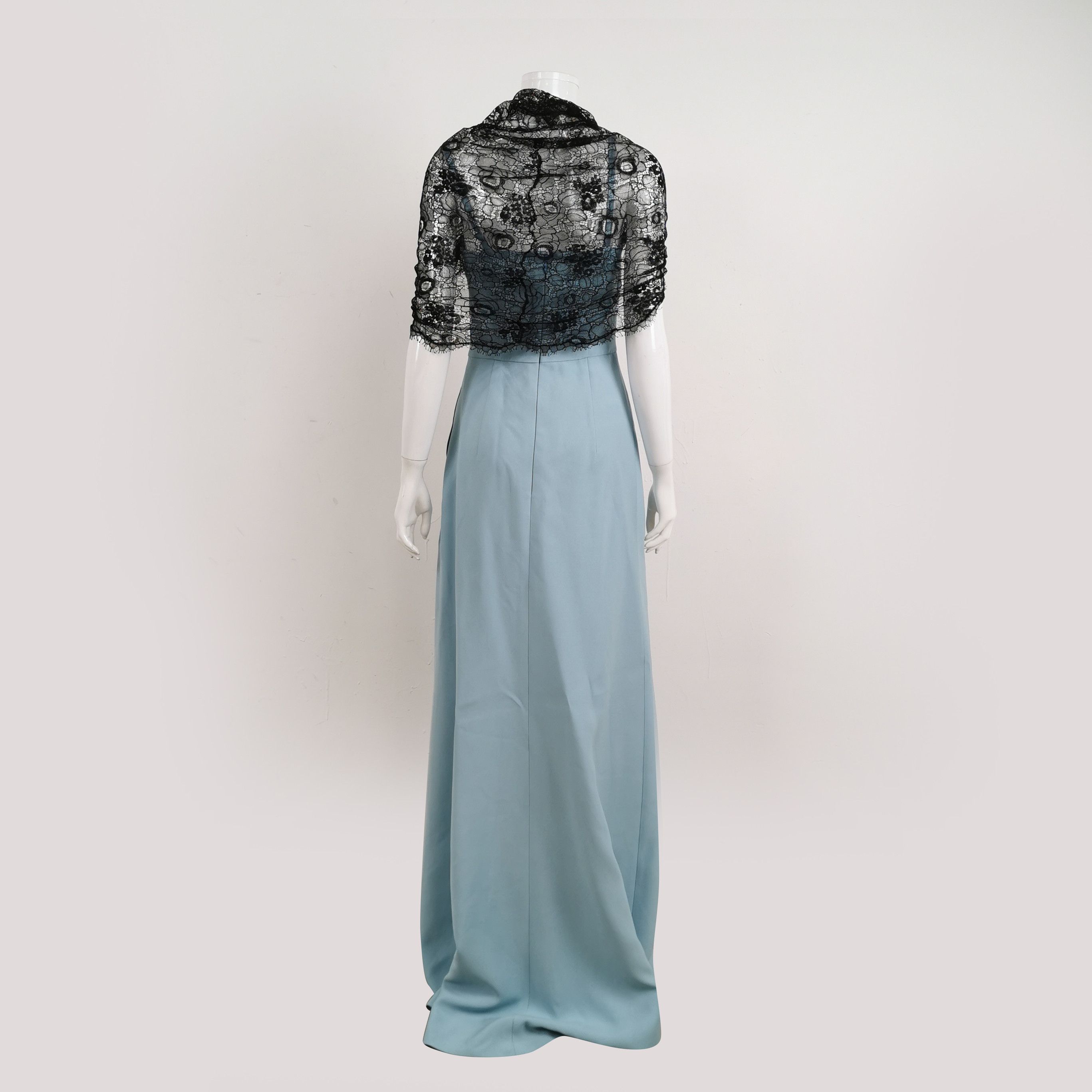 Prada Floral Lace Evening Dress in Light Blue - dmc