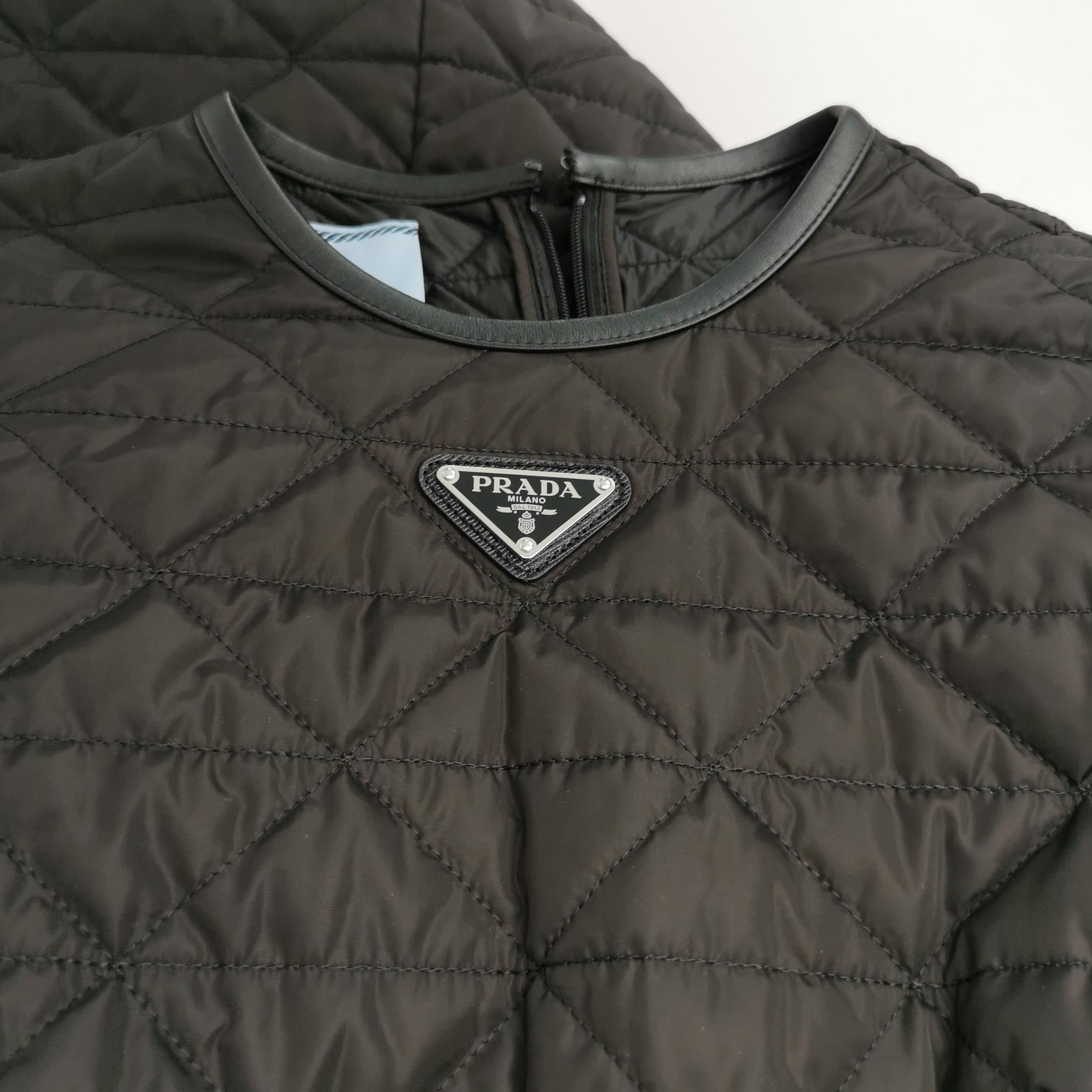 Prada Prada Black Quilted Logo Short Sleeve Dress - dmc Size XXS / US 00 / IT 34 - 3 Thumbnail