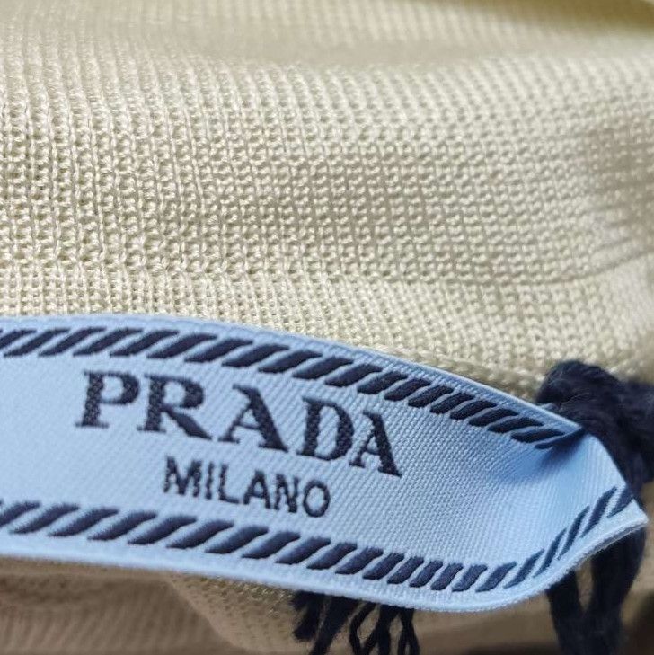 Prada Prada Logo Belted Silk Dress in Beige - dmc Size S / US 4 / IT 40 - 6 Thumbnail