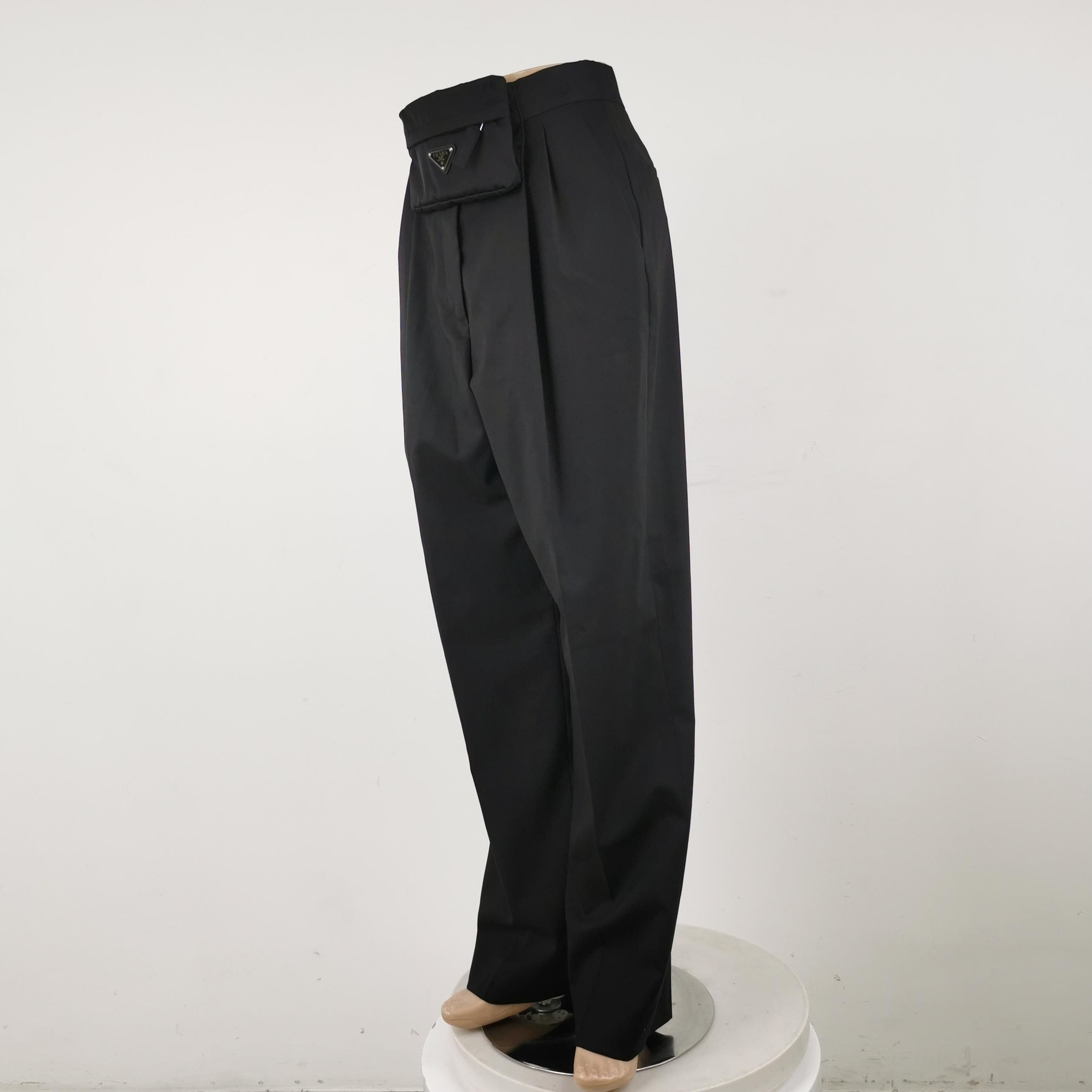 Prada Prada Black Wool Blend Triangle Logo Trousers - dmc Size 38" / US 16 / IT 52 - 2 Thumbnail