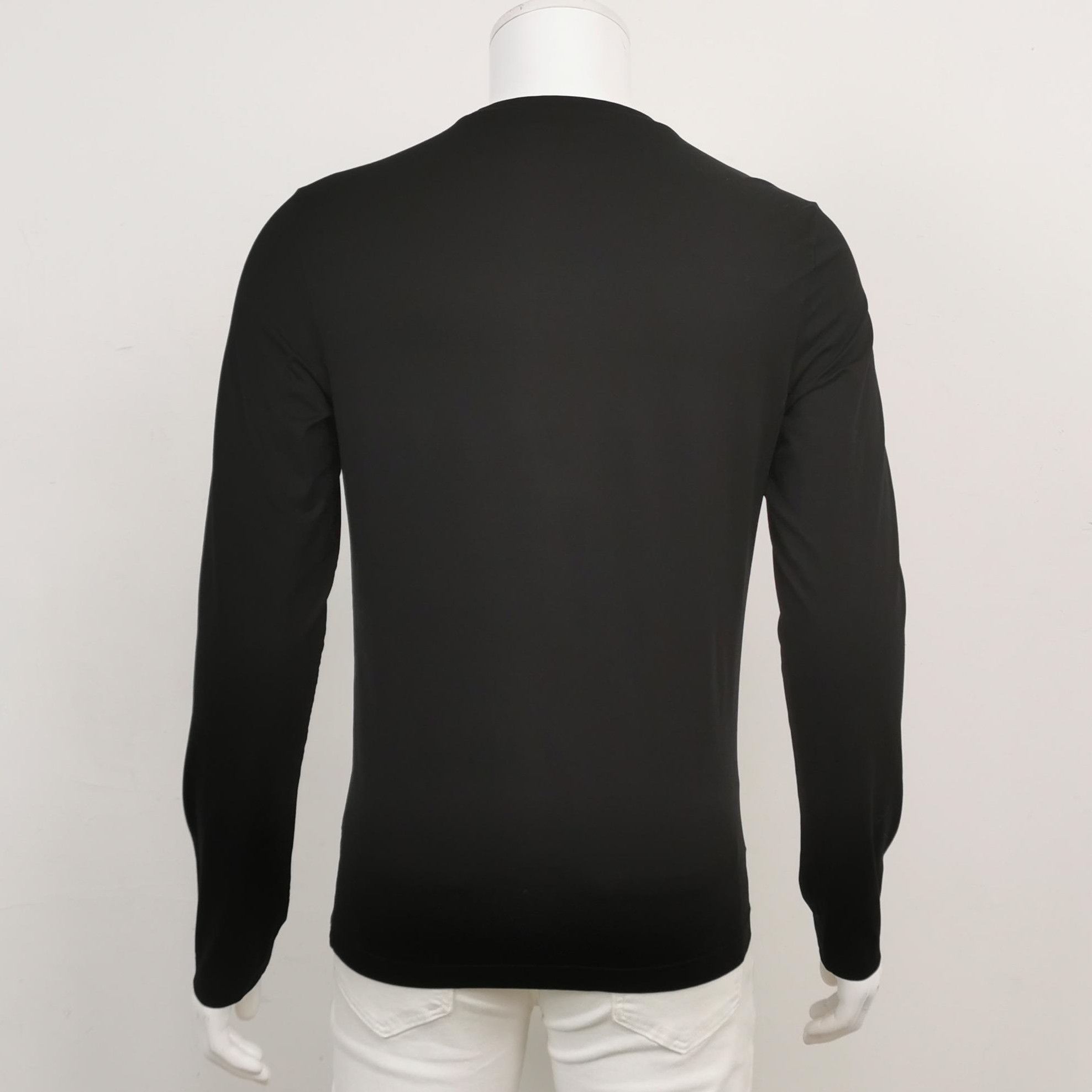 Prada Prada Black Long Sleeve Cotton T-Shirt - dmc Size L / US 10 / IT 46 - 2 Thumbnail