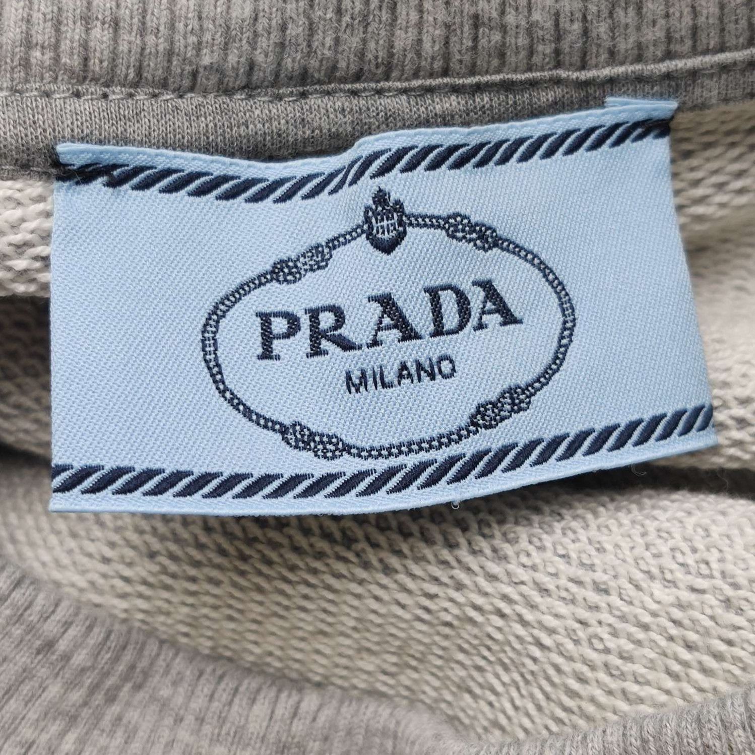Prada Prada Gray Cotton Logo Crewneck Sweatshirt - dmc Size XS / US 0-2 / IT 36-38 - 4 Thumbnail