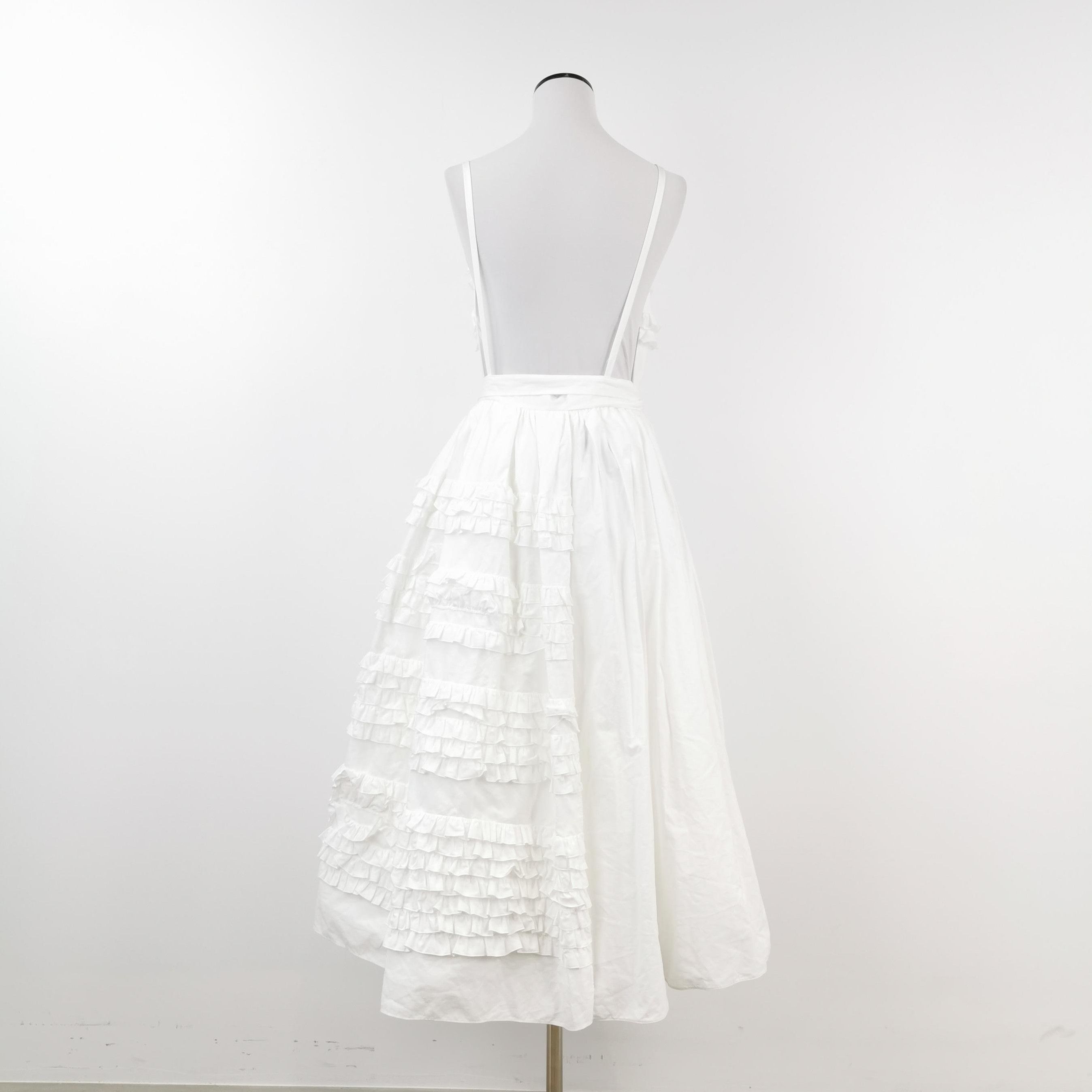 Prada Prada Ruffled Cotton Camisole Dress in White - dmc Size L / US 10 / IT 46 - 2 Thumbnail