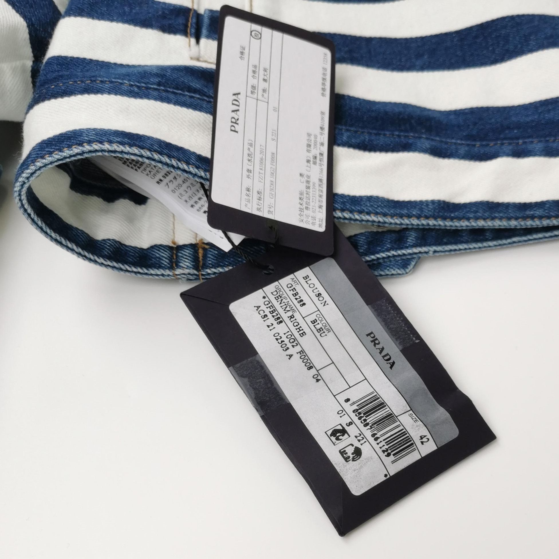 Prada Prada Cropped Striped Cotton Jacket - dmc Size L / US 10 / IT 46 - 5 Thumbnail