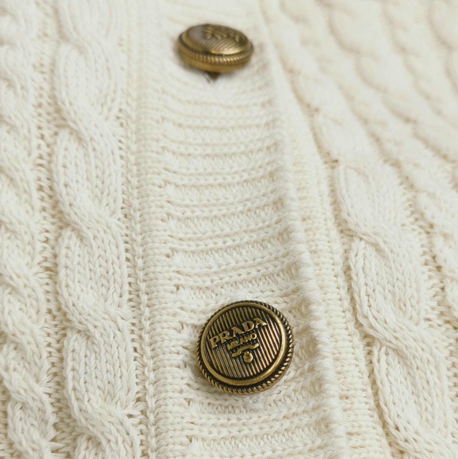 Prada Prada Button-Up Cotton Dress in Cream - dmc Size L / US 10 / IT 46 - 3 Thumbnail