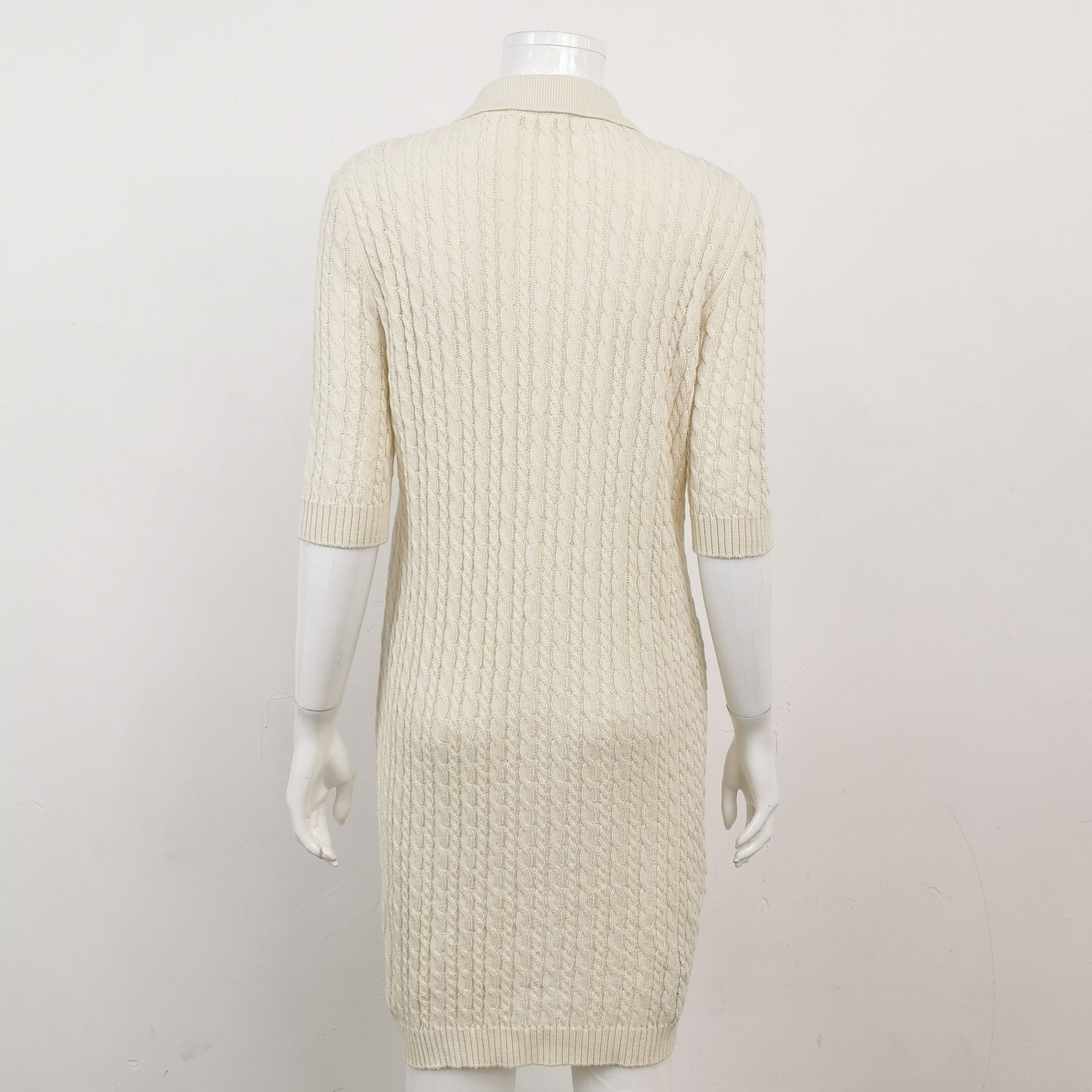 Prada Prada Button-Up Cotton Dress in Cream - dmc Size L / US 10 / IT 46 - 2 Thumbnail