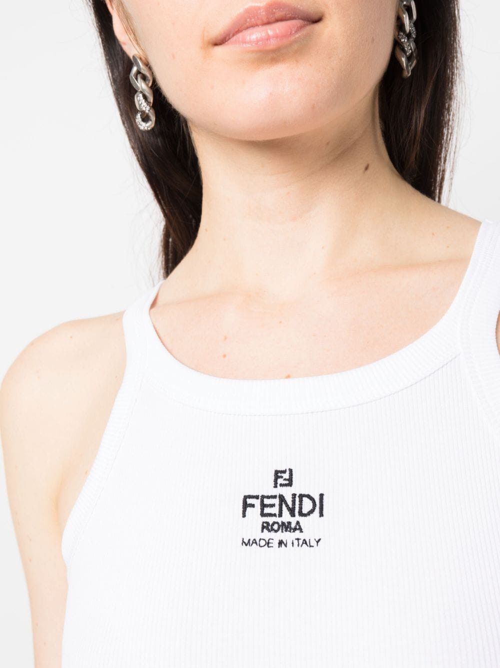 Fendi LOGO COTTON TANK TOP Size S / US 4 / IT 40 - 4 Thumbnail