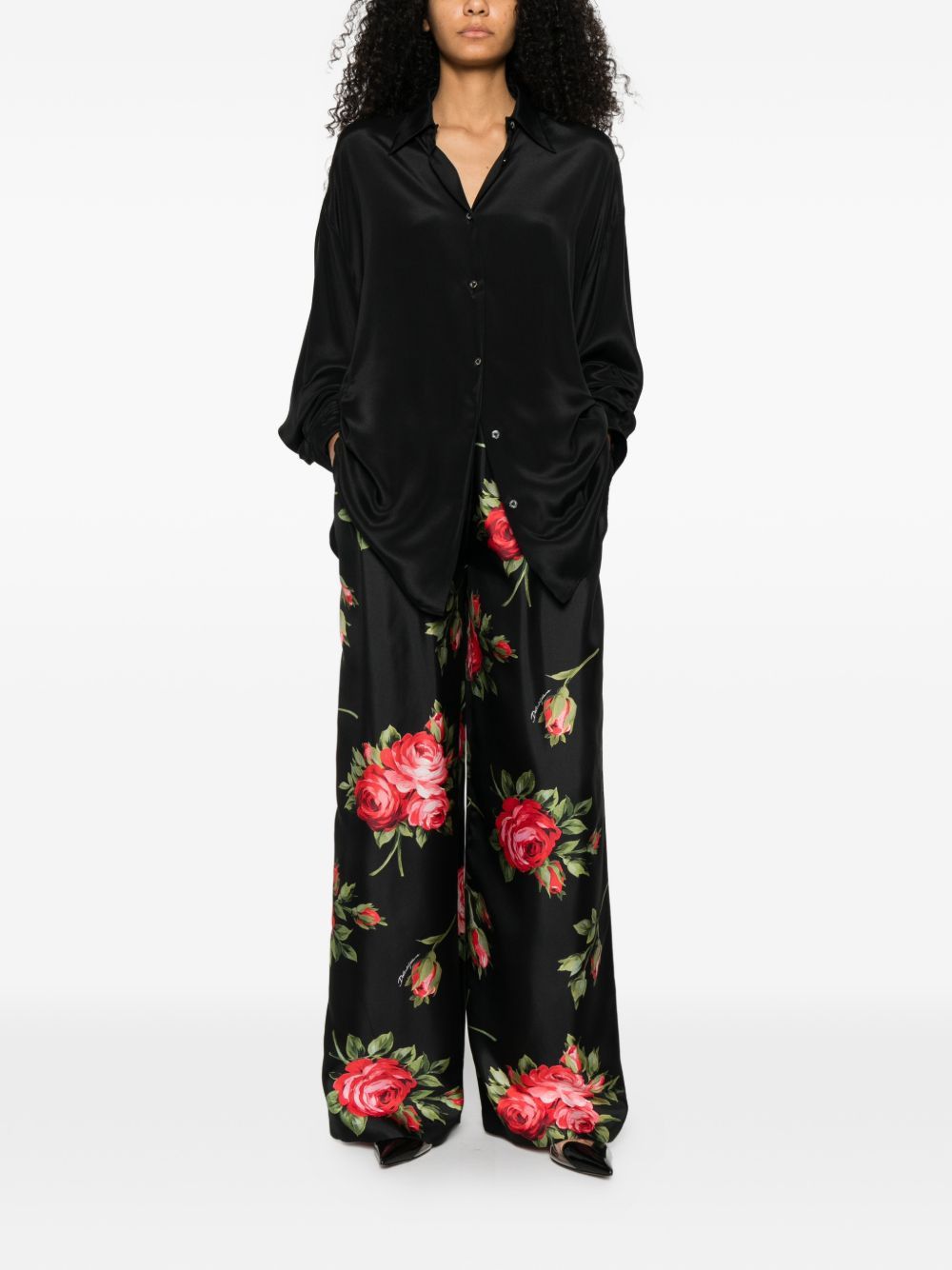 Dolce & Gabbana ROSES BOUQUET PRINT SILK TROUSERS Size 26" / US 2 / IT 38 - 4 Thumbnail