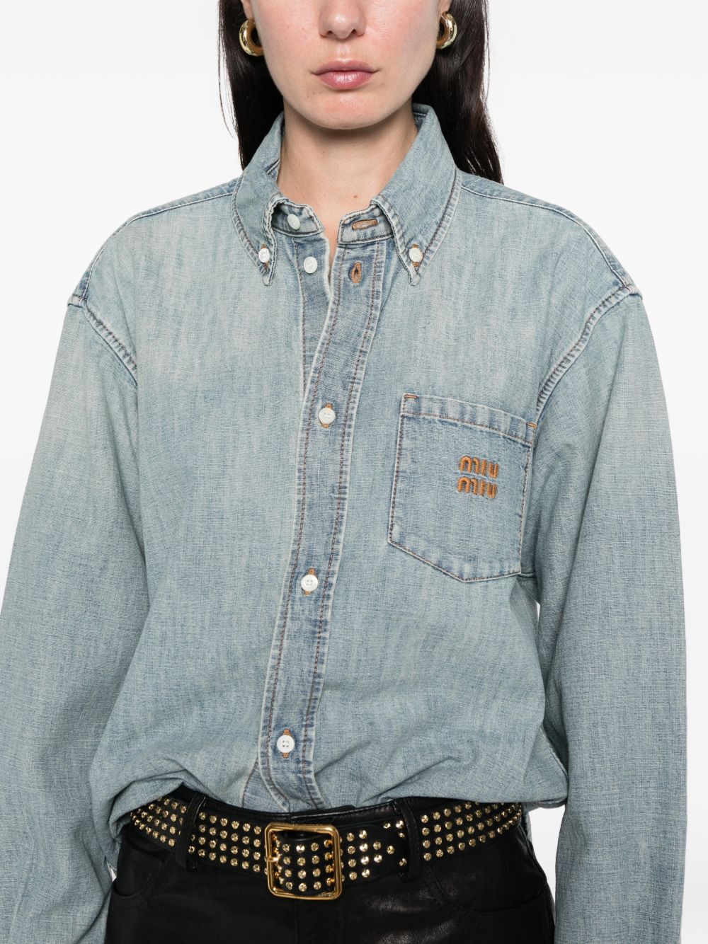Miu Miu DENIM COTTON SHIRT Size M / US 6-8 / IT 42-44 - 4 Thumbnail