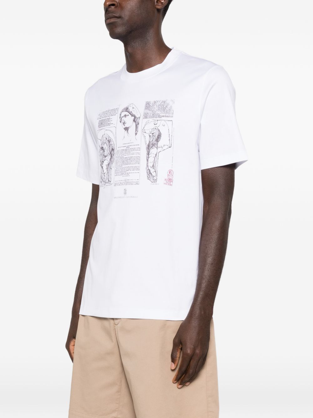 Brunello Cucinelli PRINTED COTTON T-SHIRT Size US S / EU 44-46 / 1 - 2 Thumbnail