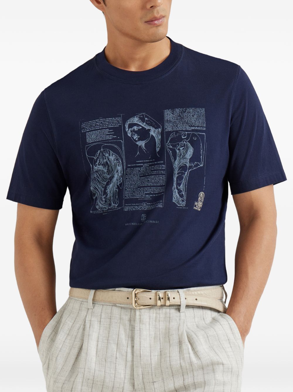 Brunello Cucinelli PRINTED COTTON T-SHIRT Size US S / EU 44-46 / 1 - 4 Thumbnail