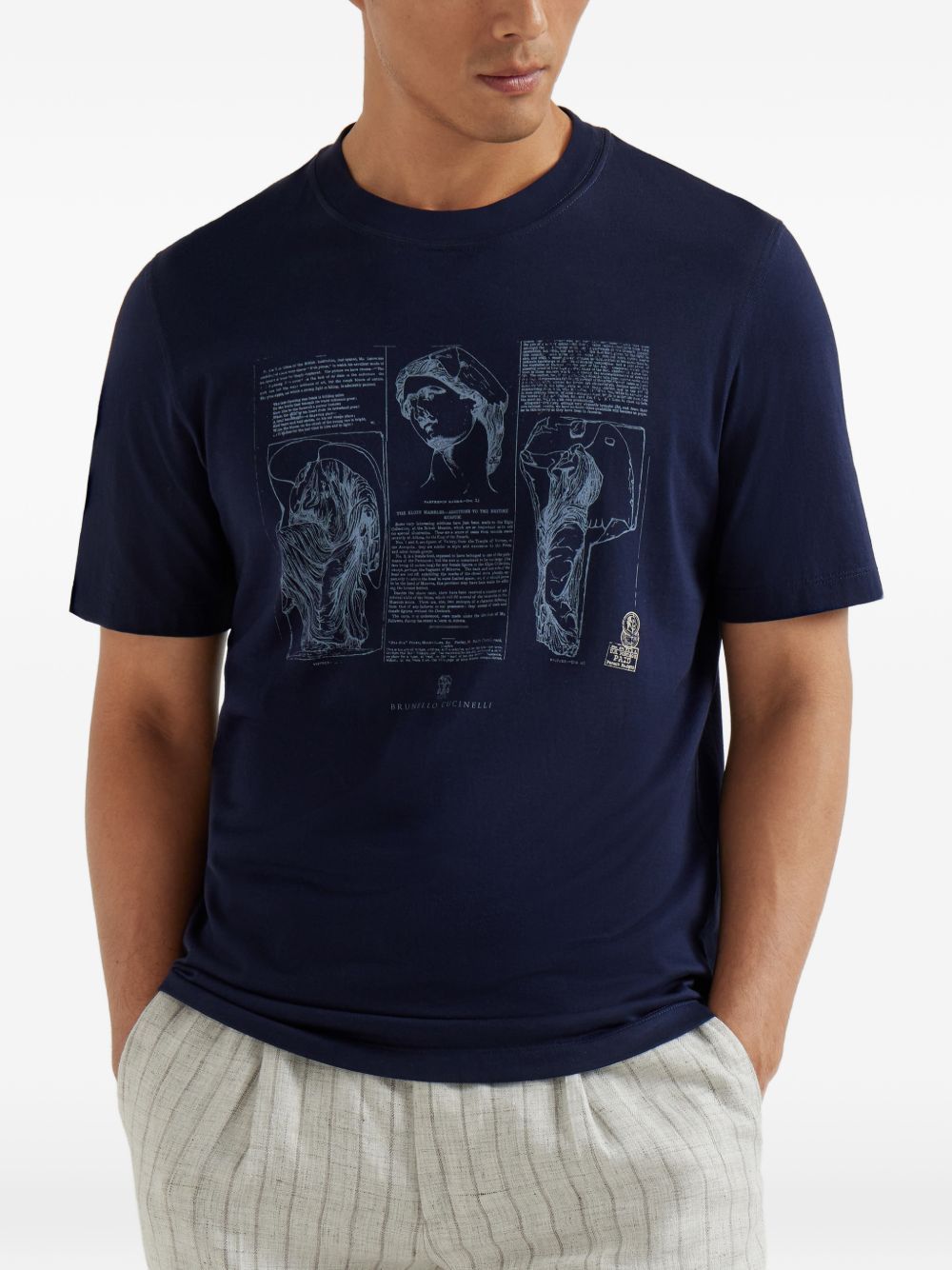 Brunello Cucinelli PRINTED COTTON T-SHIRT Size US S / EU 44-46 / 1 - 3 Thumbnail