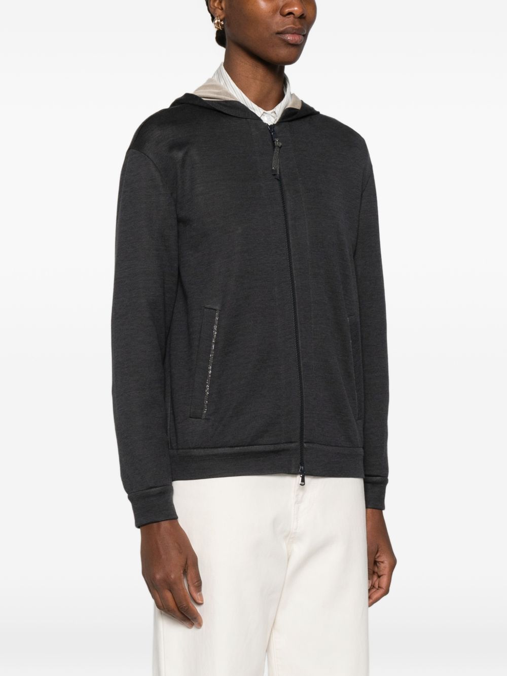 Brunello Cucinelli COTTON AND SILK BLEND HOODIE Size M / US 6-8 / IT 42-44 - 5 Thumbnail