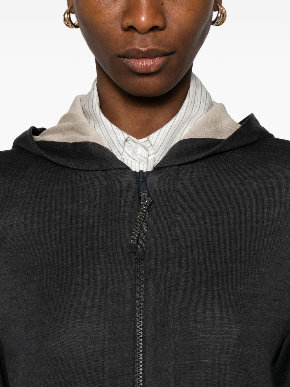Brunello Cucinelli COTTON AND SILK BLEND HOODIE Size M / US 6-8 / IT 42-44 - 4 Thumbnail