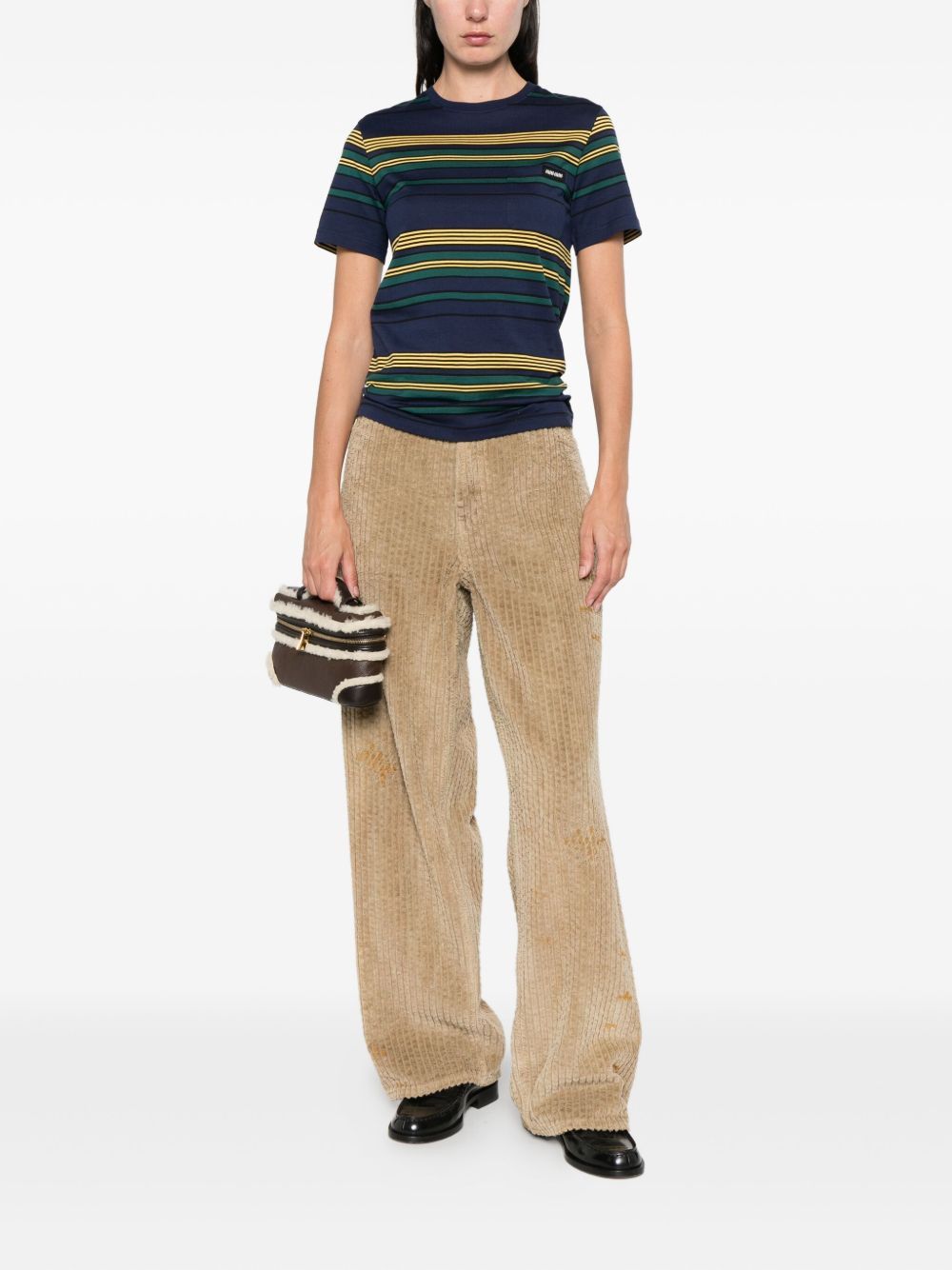 Miu Miu STRIPED COTTON T-SHIRT Size S / US 4 / IT 40 - 4 Thumbnail