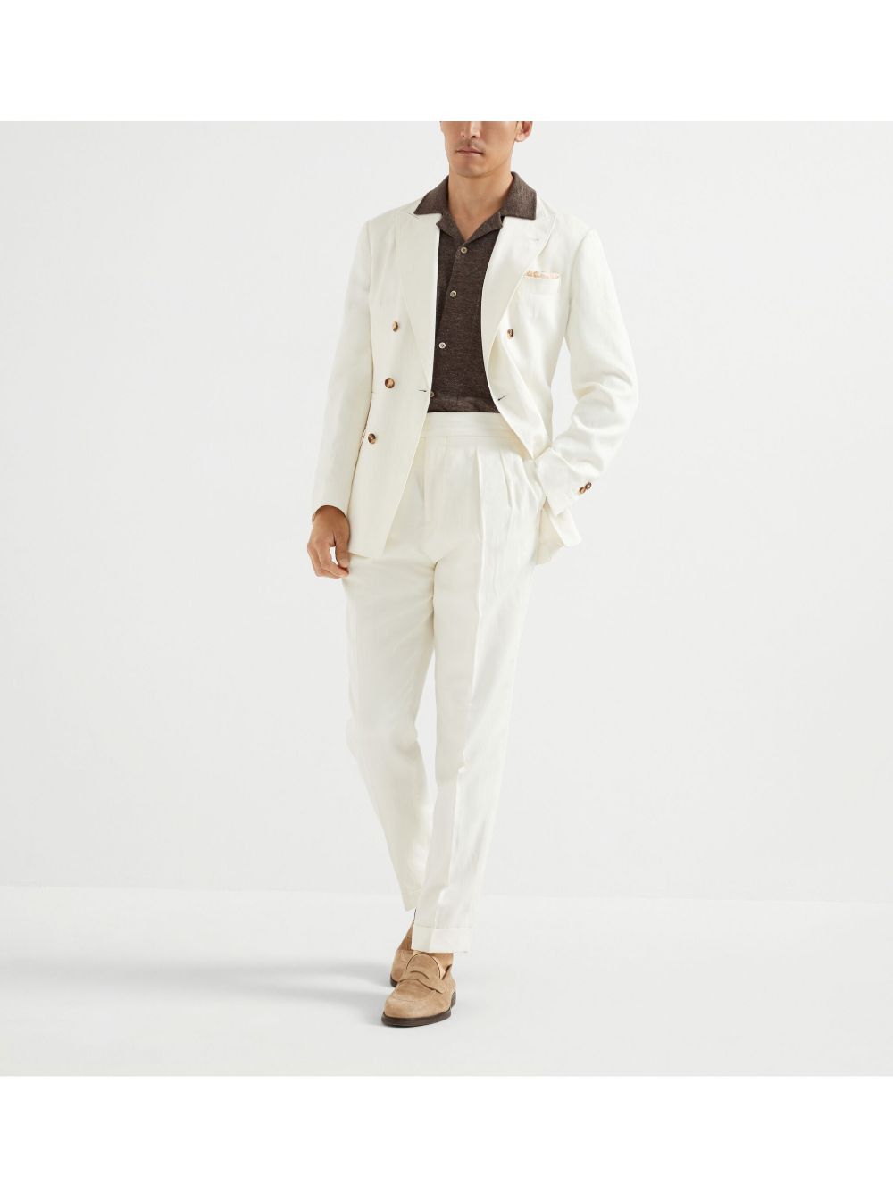 Brunello Cucinelli LINEN BLEND DOUBLE-BREASTED JACKET Size US M / EU 48-50 / 2 - 5 Thumbnail