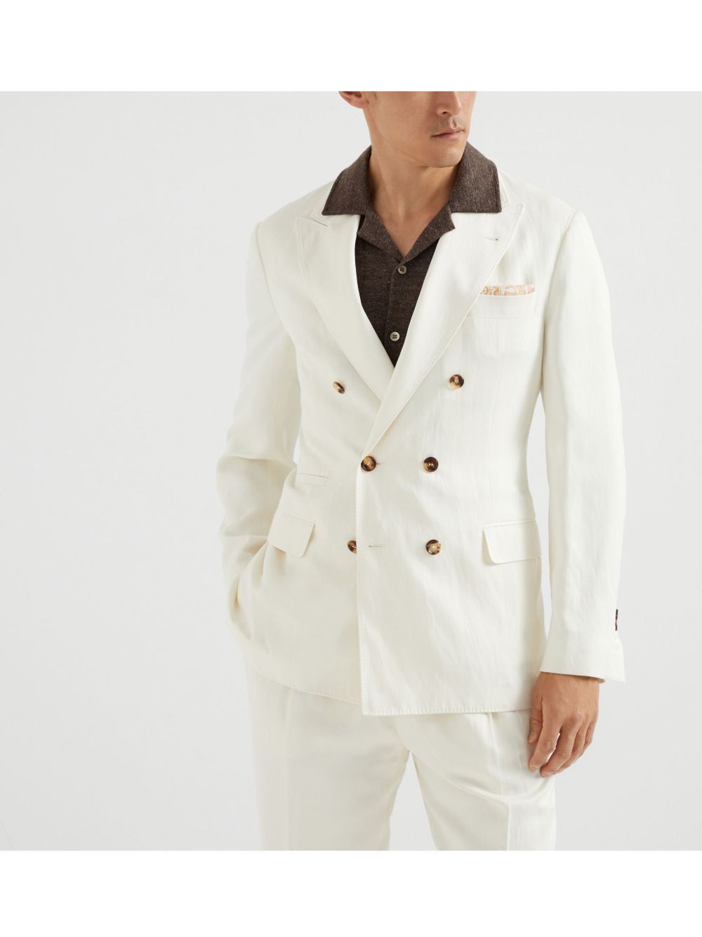 Brunello Cucinelli LINEN BLEND DOUBLE-BREASTED JACKET Size US M / EU 48-50 / 2 - 3 Thumbnail