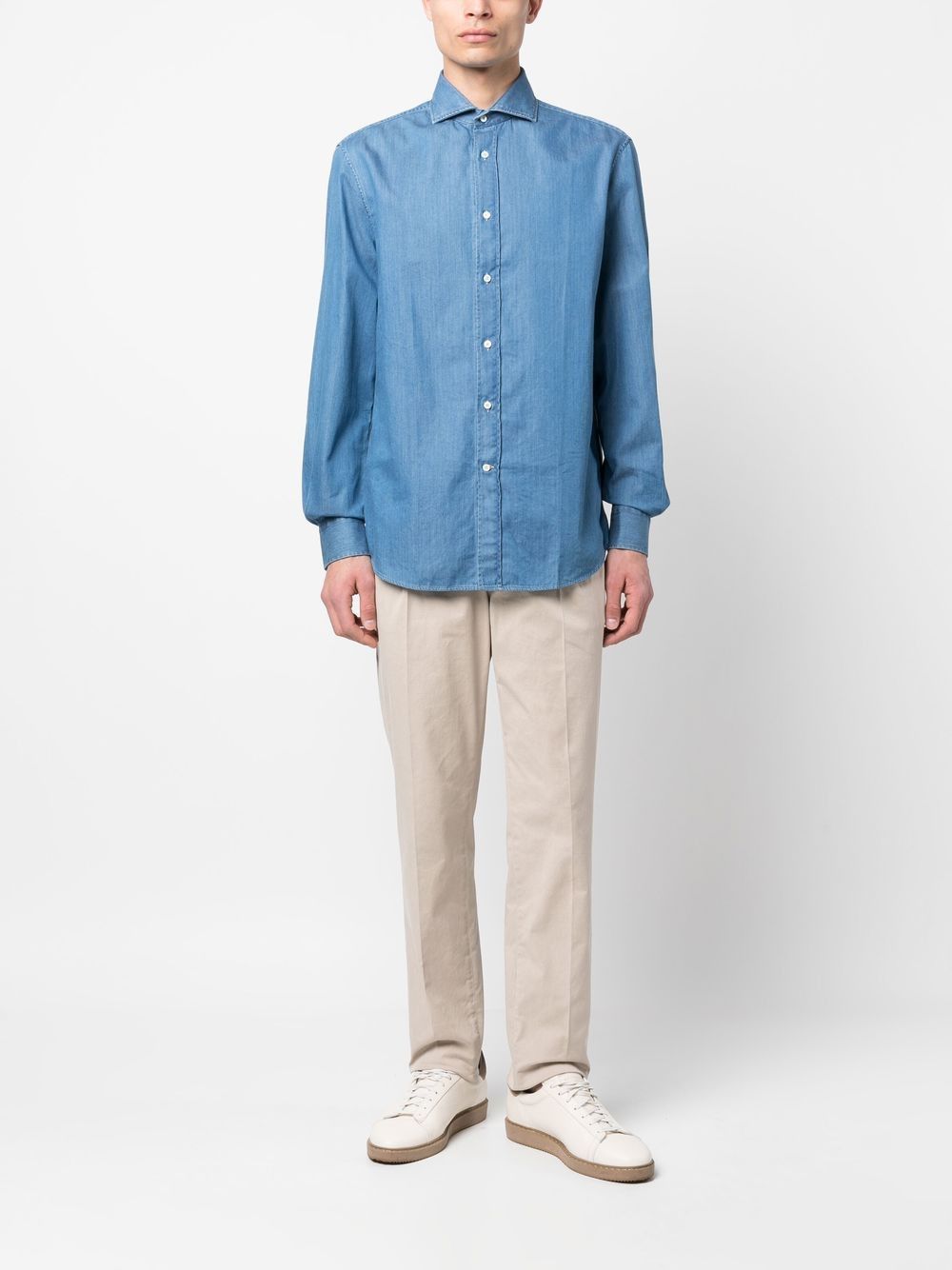Brunello Cucinelli DENIM COTTON SHIRT Size US XL / EU 56 / 4 - 3 Thumbnail