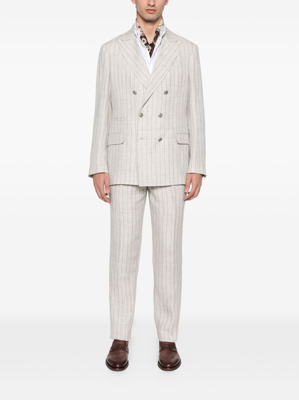 Brunello Cucinelli LINEN DOUBLE-BREASTED SUIT Size US M / EU 48-50 / 2 - 3 Thumbnail