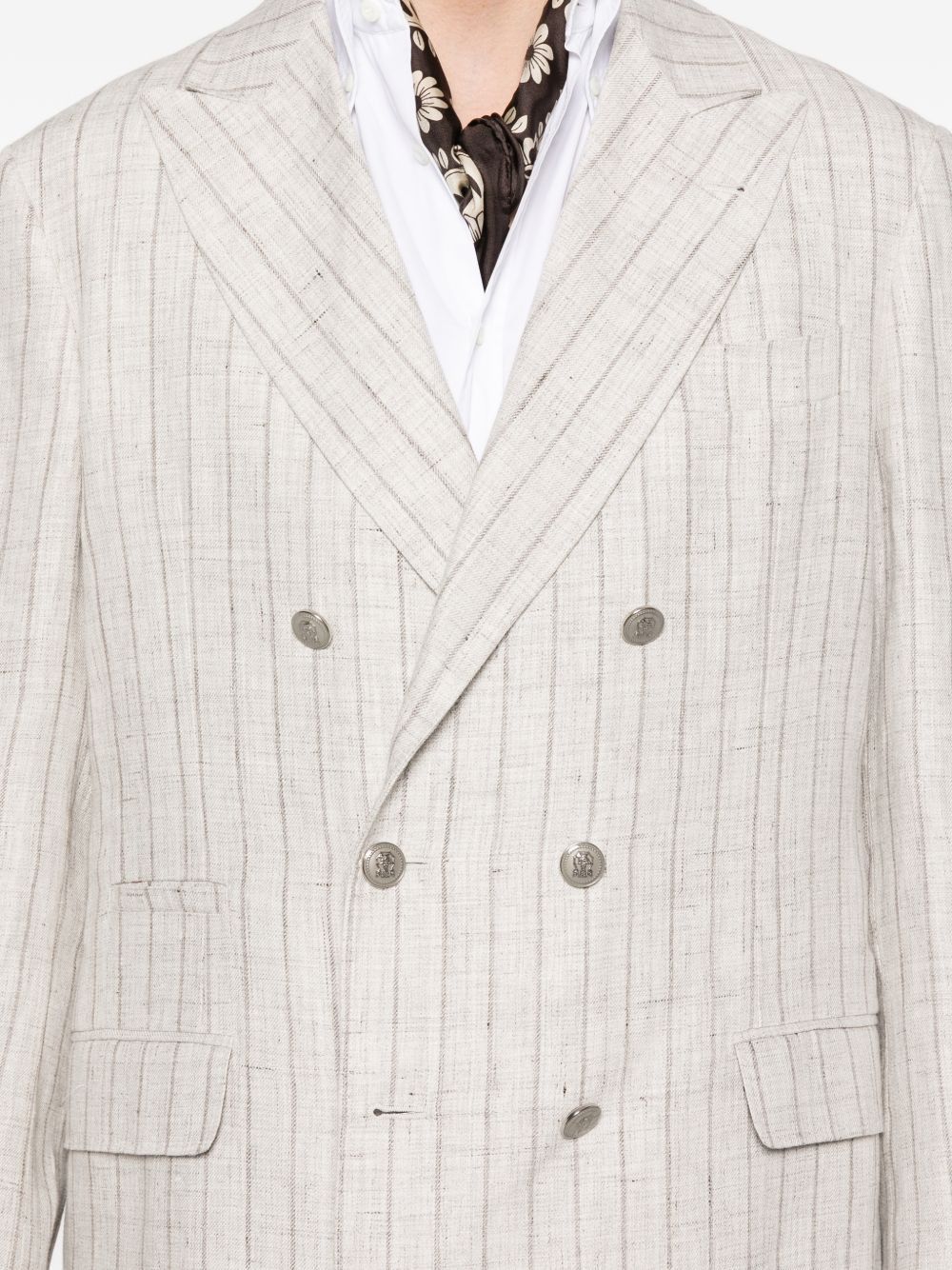 Brunello Cucinelli LINEN DOUBLE-BREASTED SUIT Size US M / EU 48-50 / 2 - 4 Thumbnail