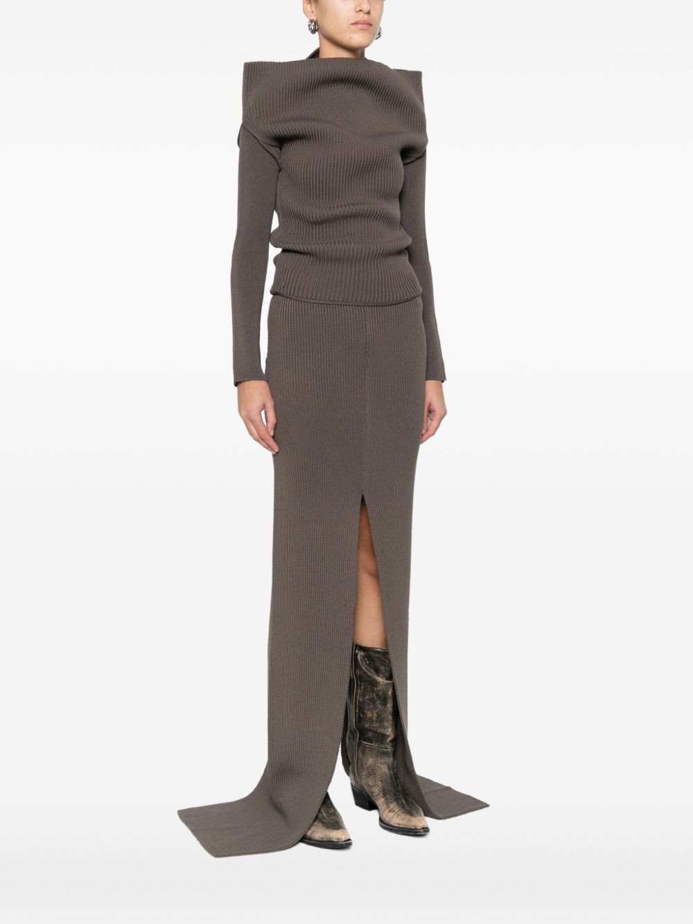 Rick Owens WOOL OFF-SHOULDER SWEATER Size L / US 10 / IT 46 - 2 Thumbnail