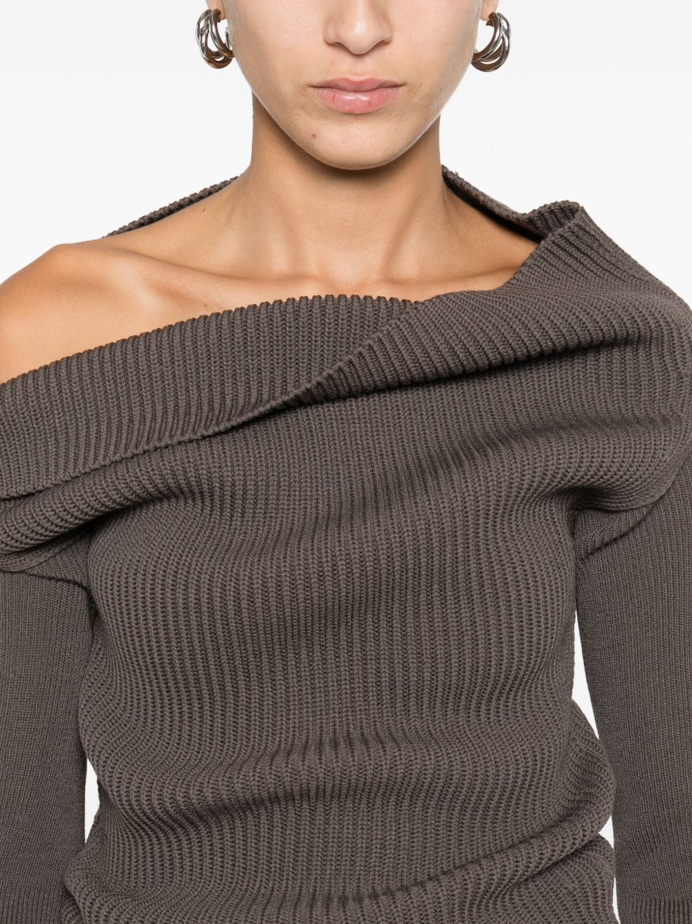Rick Owens WOOL OFF-SHOULDER SWEATER Size L / US 10 / IT 46 - 4 Thumbnail