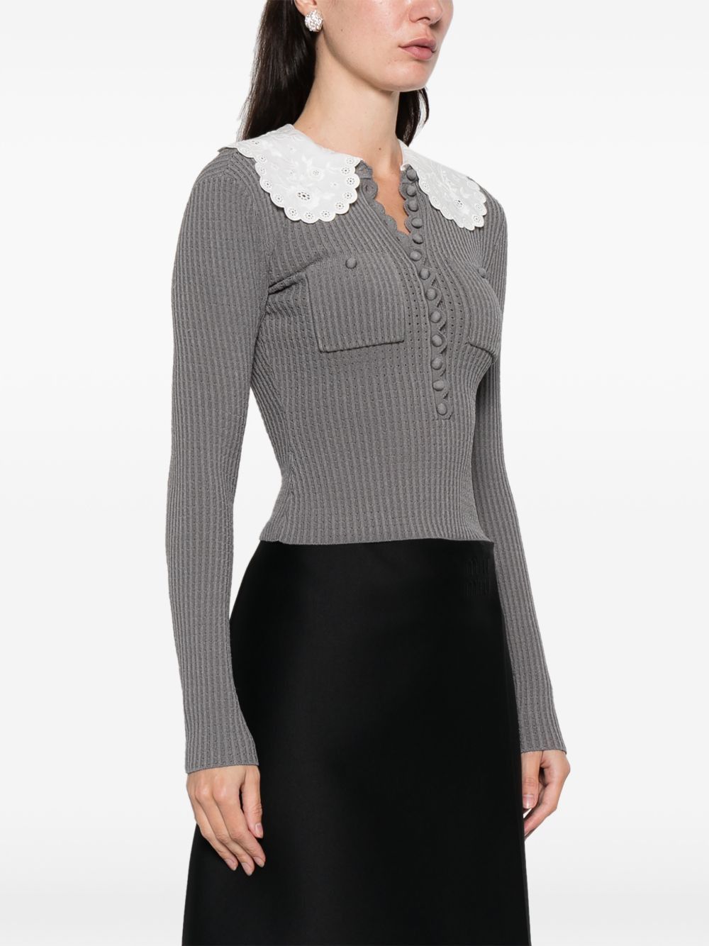 Self-Portrait COLLAR-DETAIL SWEATER Size L / US 10 / IT 46 - 4 Thumbnail