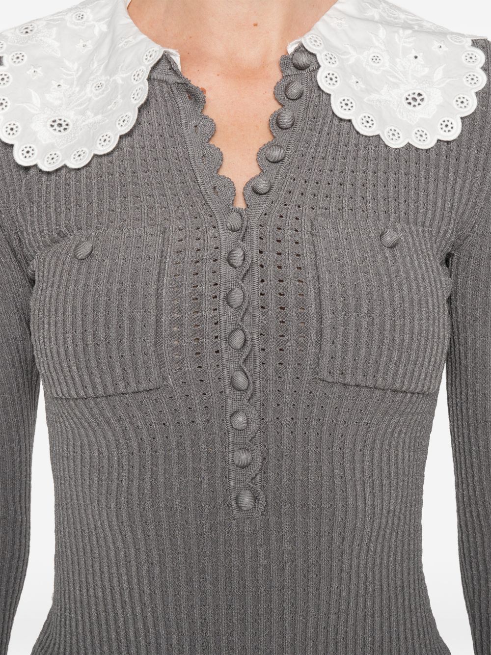 Self-Portrait COLLAR-DETAIL SWEATER Size S / US 4 / IT 40 - 5 Thumbnail