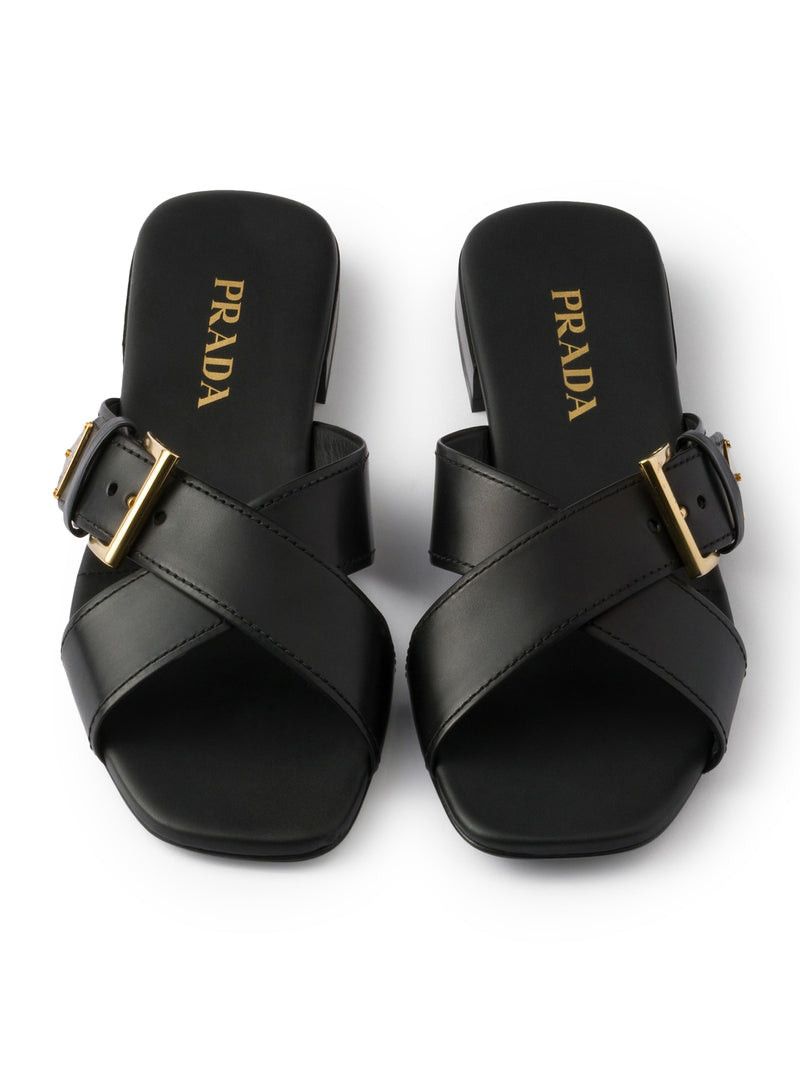 Prada LEATHER SLIDER SANDALS WITH BUCKLE Size US 6 / IT 36 - 4 Thumbnail