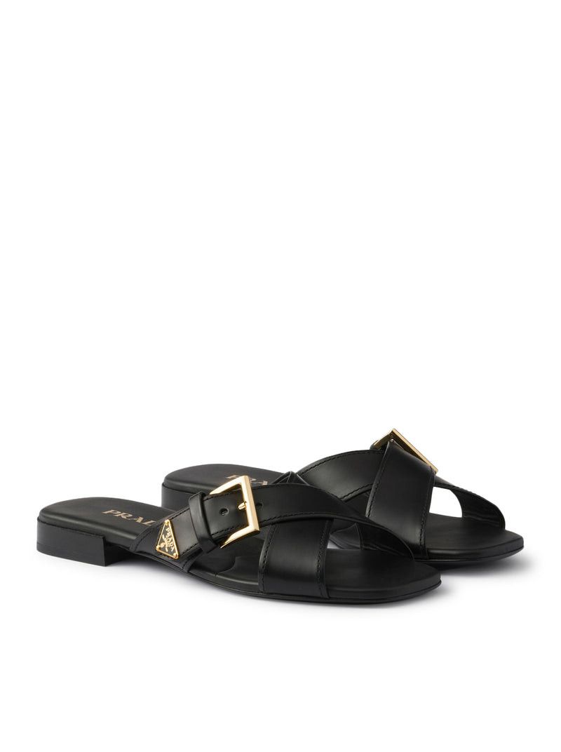 Prada LEATHER SLIDER SANDALS WITH BUCKLE Size US 9 / IT 39 - 2 Thumbnail