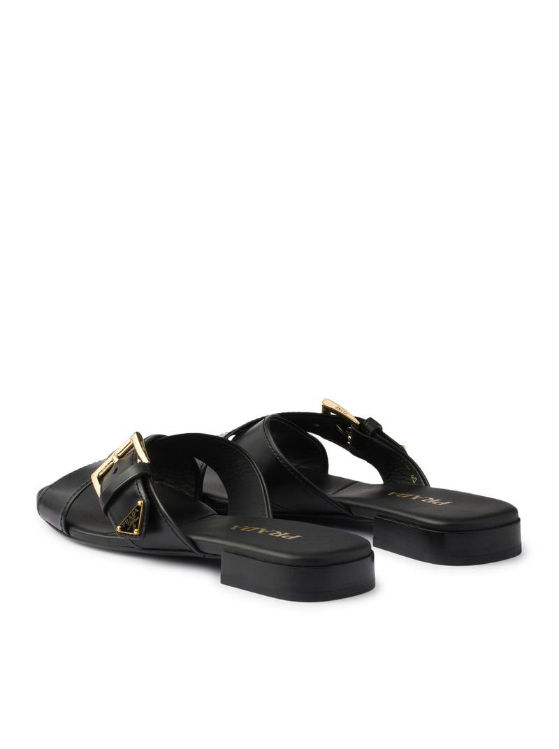 Prada LEATHER SLIDER SANDALS WITH BUCKLE Size US 9 / IT 39 - 3 Thumbnail