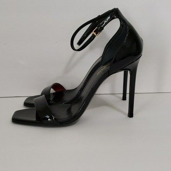 Saint Laurent Paris Saint Laurent Amber Black Patent Leather Sandals Size US 8 / IT 38 - 3 Thumbnail