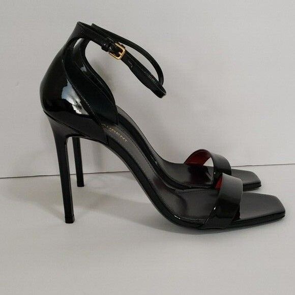 Saint Laurent Paris Saint Laurent Amber Black Patent Leather Sandals Size US 7.5 / IT 37.5 - 2 Thumbnail