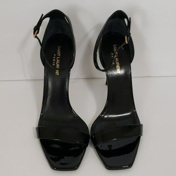 Saint Laurent Paris Saint Laurent Amber Black Patent Leather Sandals Size US 7.5 / IT 37.5 - 4 Thumbnail