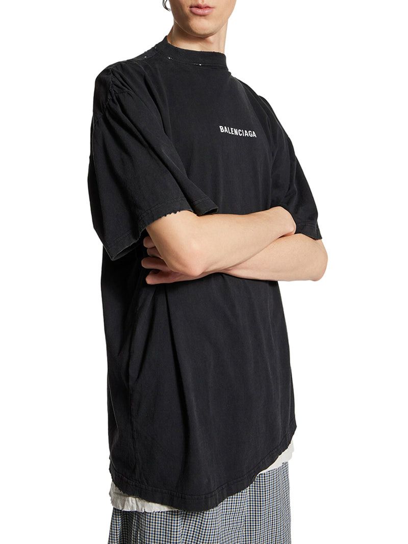 Balenciaga DOUBLE BACK T-SHIRT IN DÉLAVÉ BLACK Size US M / EU 48-50 / 2 - 3 Thumbnail
