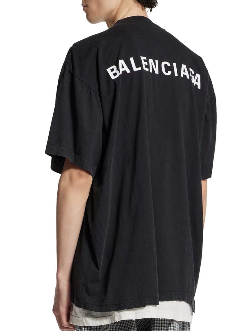 Balenciaga DOUBLE BACK T-SHIRT IN DÉLAVÉ BLACK Size US M / EU 48-50 / 2 - 4 Thumbnail