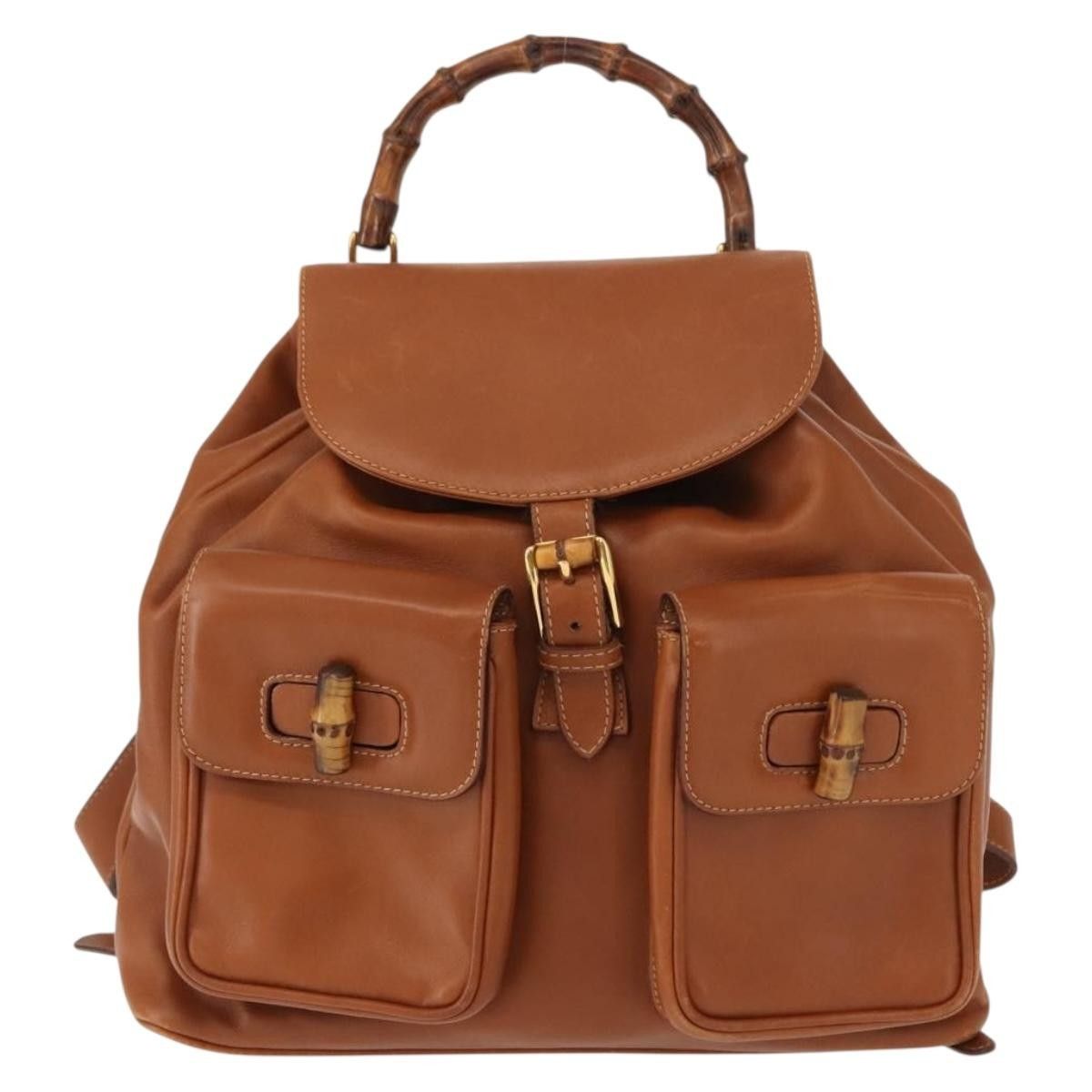 Gucci Gucci Vintage Bamboo Backpack Leather Size ONE SIZE - 18 Thumbnail