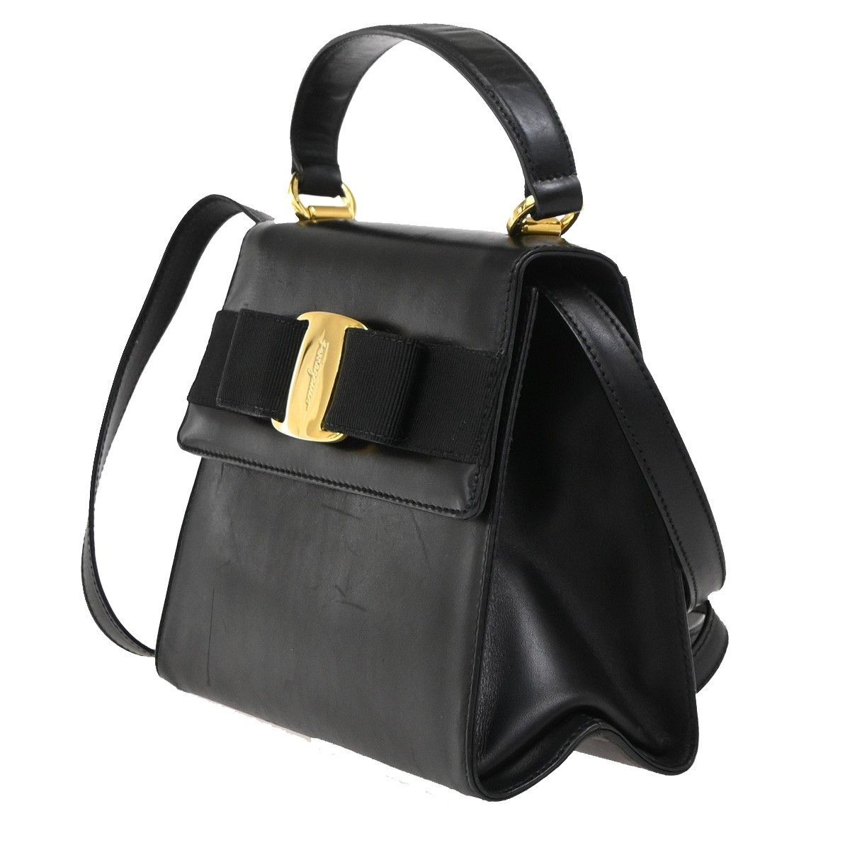 Salvatore Ferragamo Salvatore Ferragamo Vintage Vara Bow Top Handle Bag Leather Size ONE SIZE - 3 Thumbnail