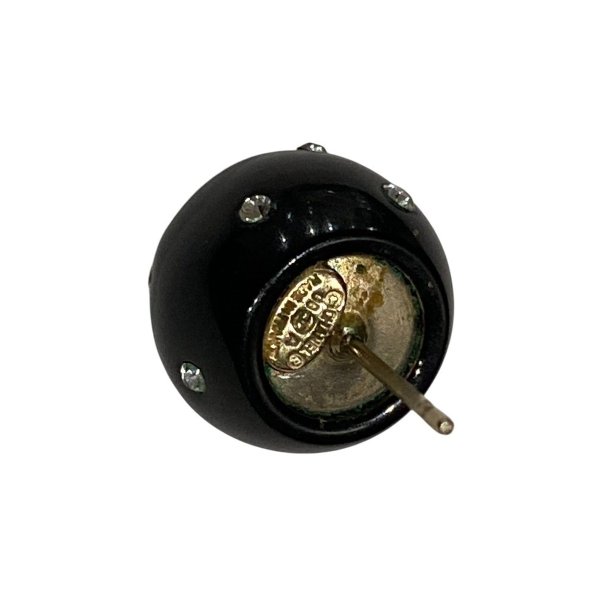 Chanel 08A CHANEL Coco Mark Rhinestone Ball Stud Earrings, Black, Women's Size ONE SIZE - 3 Thumbnail