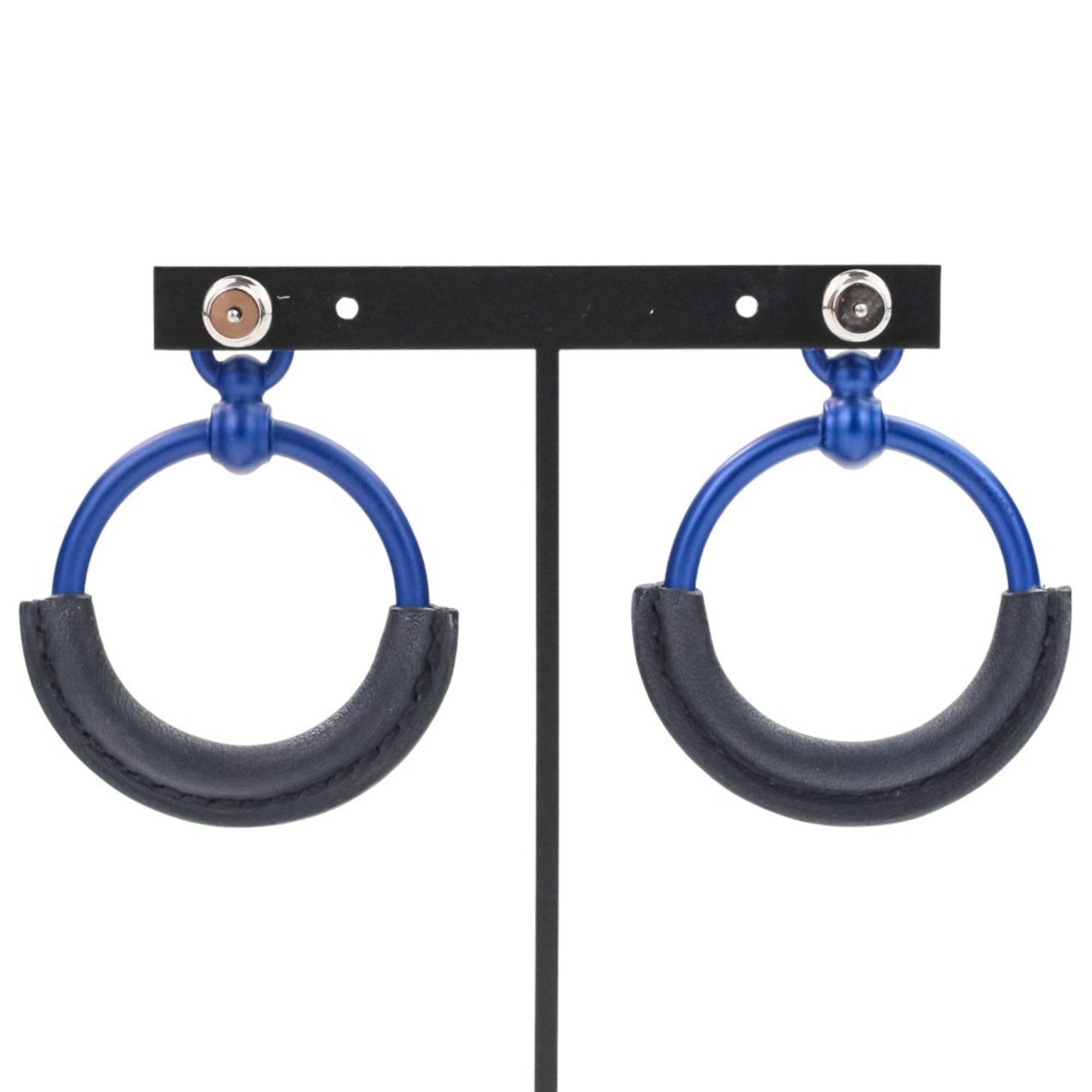 Hermes HERMES Loop Grand Earrings PM Aluminum Navy Women's Size ONE SIZE - 3 Thumbnail