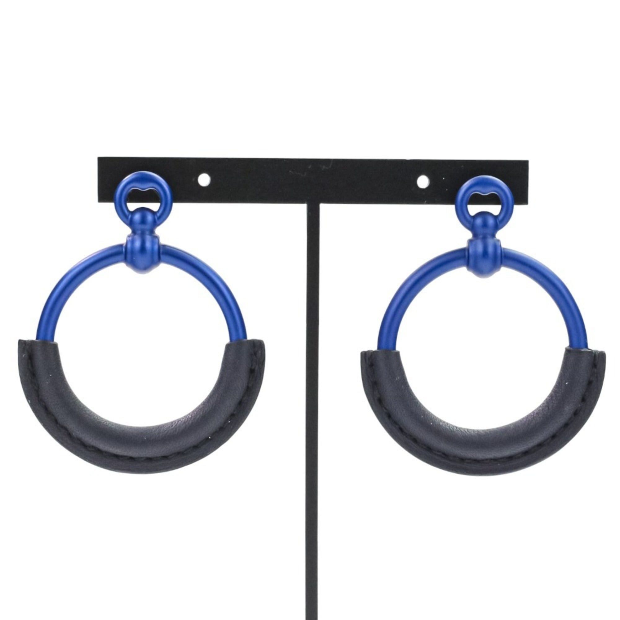 Hermes HERMES Loop Grand Earrings PM Aluminum Navy Women's Size ONE SIZE - 2 Thumbnail