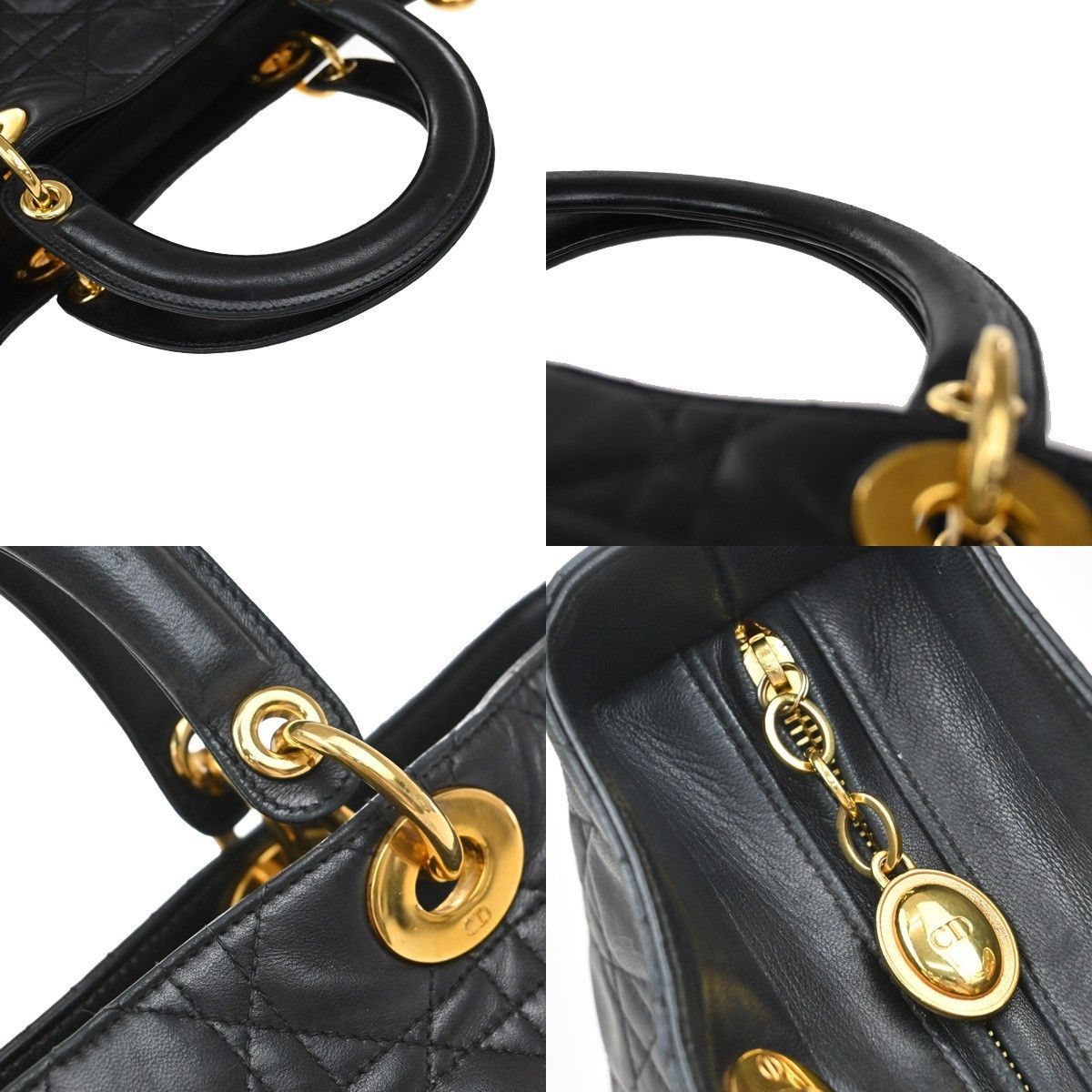 Dior Christian Dior Vintage Lady Dior Bag Cannage Quilt Lambskin Size ONE SIZE - 8 Thumbnail